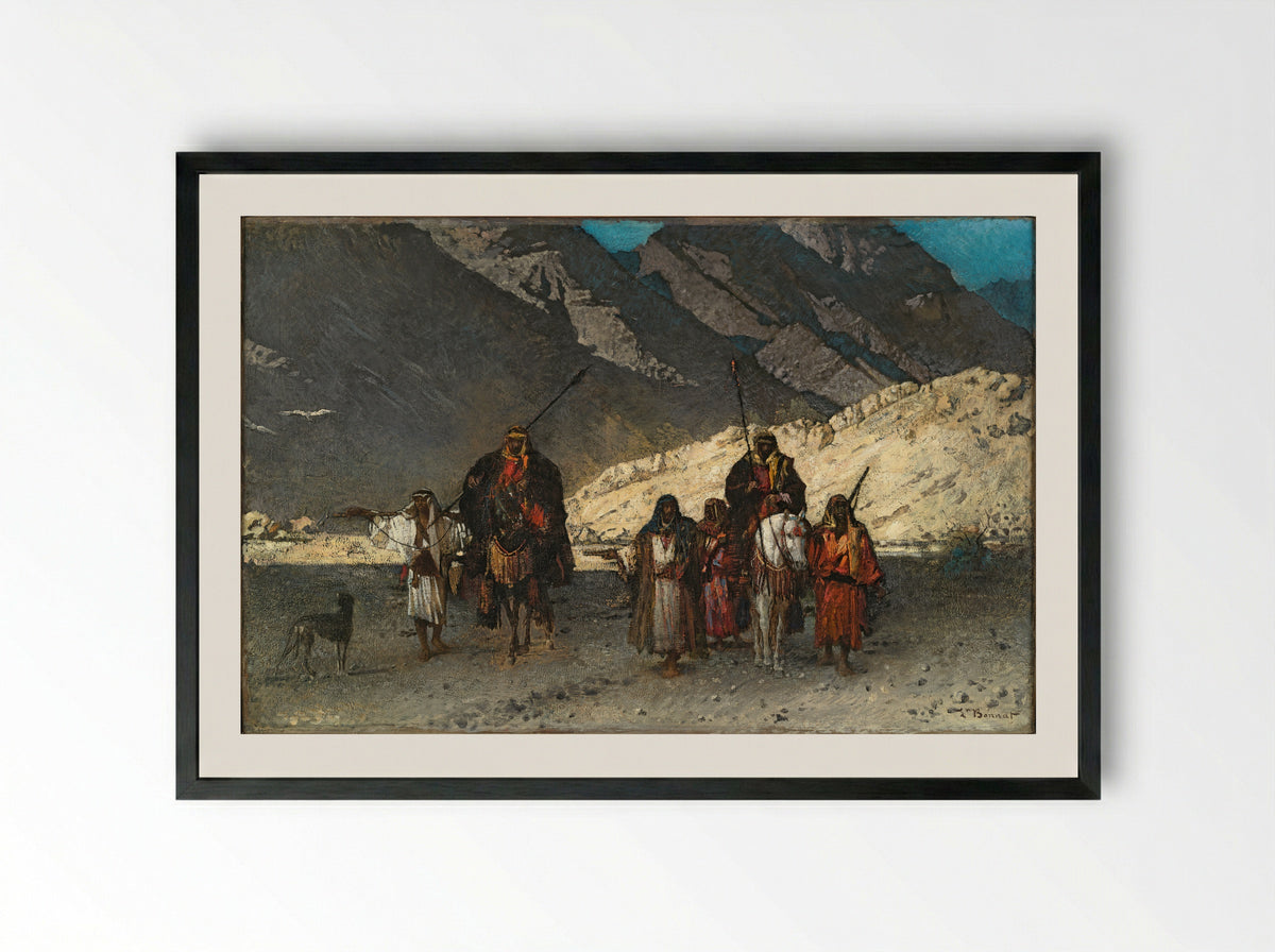 Arabian Sheikhs in the Mountains - Léon Bonnat - Framed Print Black