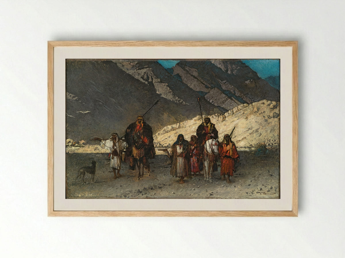 Arabian Sheikhs in the Mountains - Léon Bonnat - Framed Print Wood