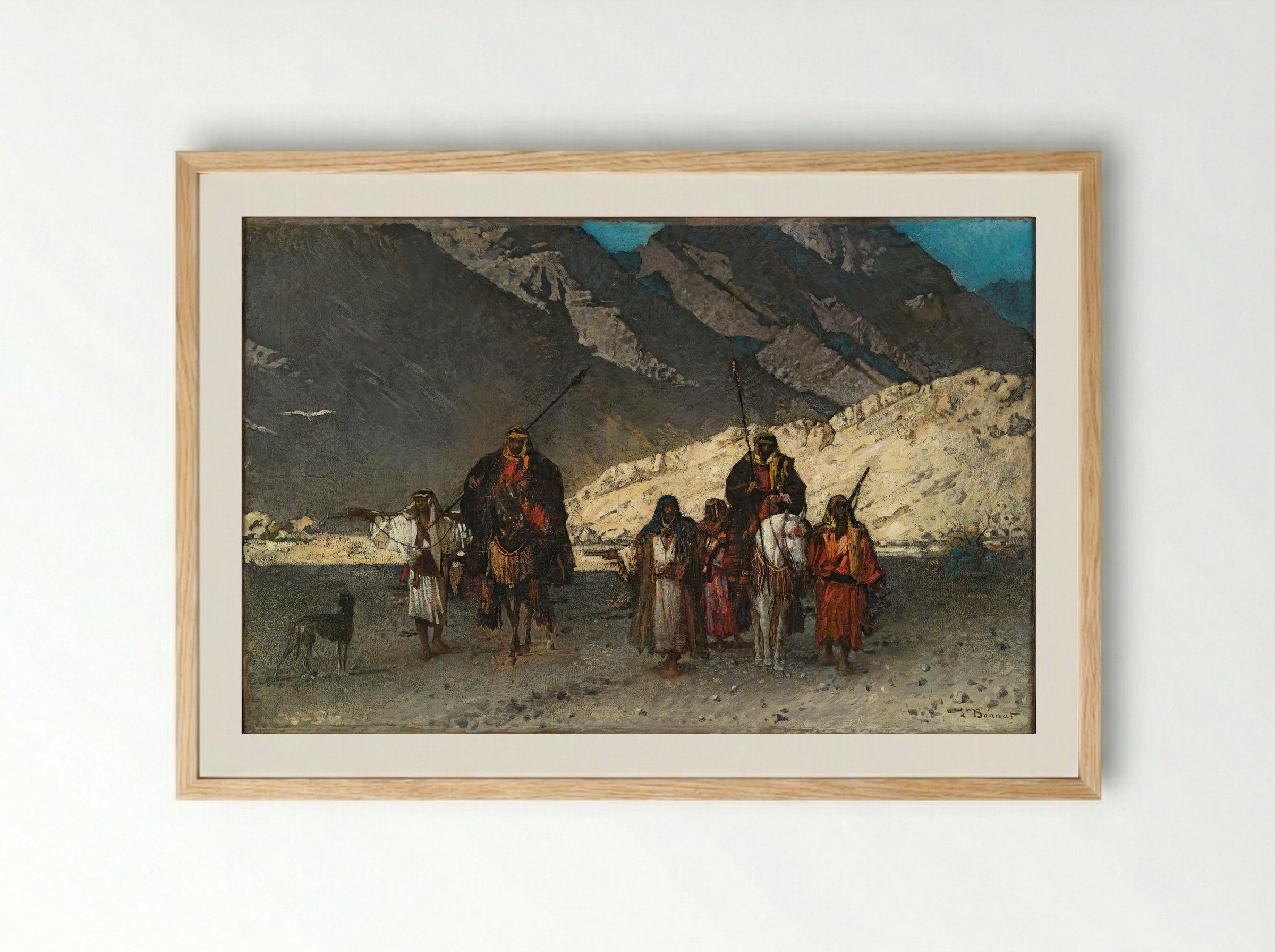Arabian Sheikhs in the Mountains - Léon Bonnat - Framed Print Wood