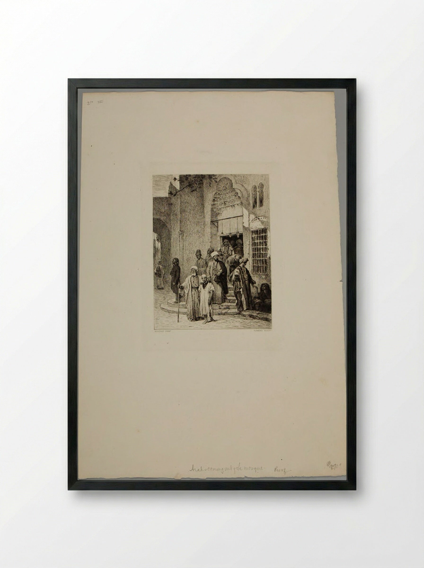 Arabs Coming Out of the Mosque - Léopold Flameng - Framed Print Black