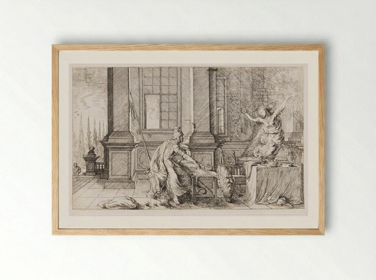 Arachne Is Transformed into a Spider - Johann Wilhelm Baur - Framed Print Wood