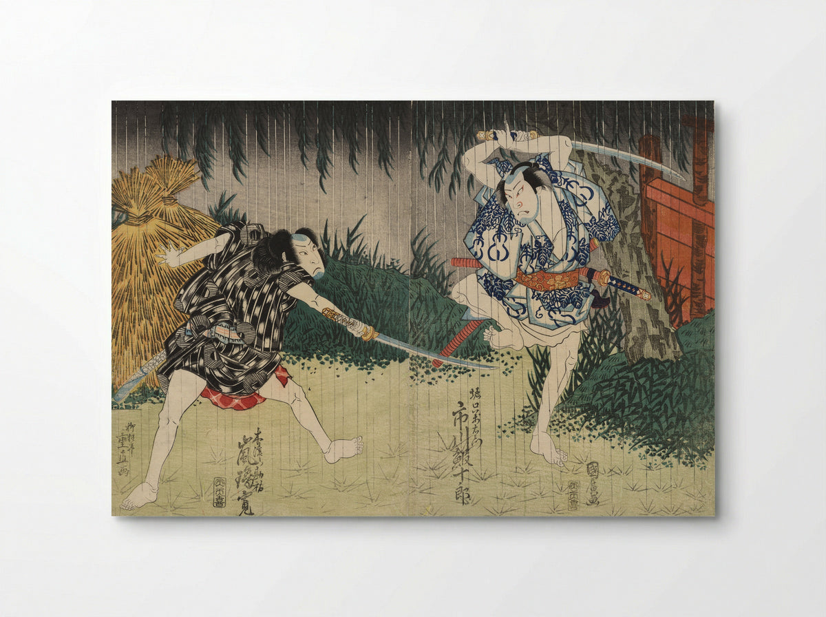Arashi Rikan II as Kizu Kansuke; Ichikawa Ebijuro II as Horiguchi Manzaemon - Shigenao - Poster