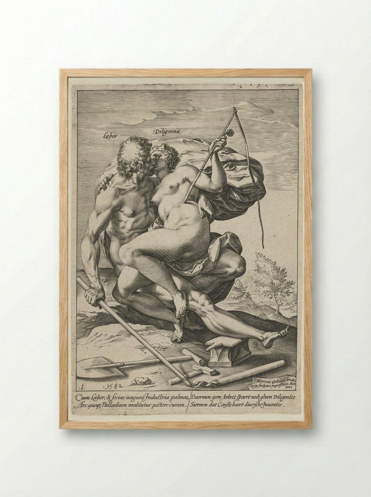 Arbeid en Vlijt (Labor and Diligence) - Hendrick Goltzius - Framed Print Wood