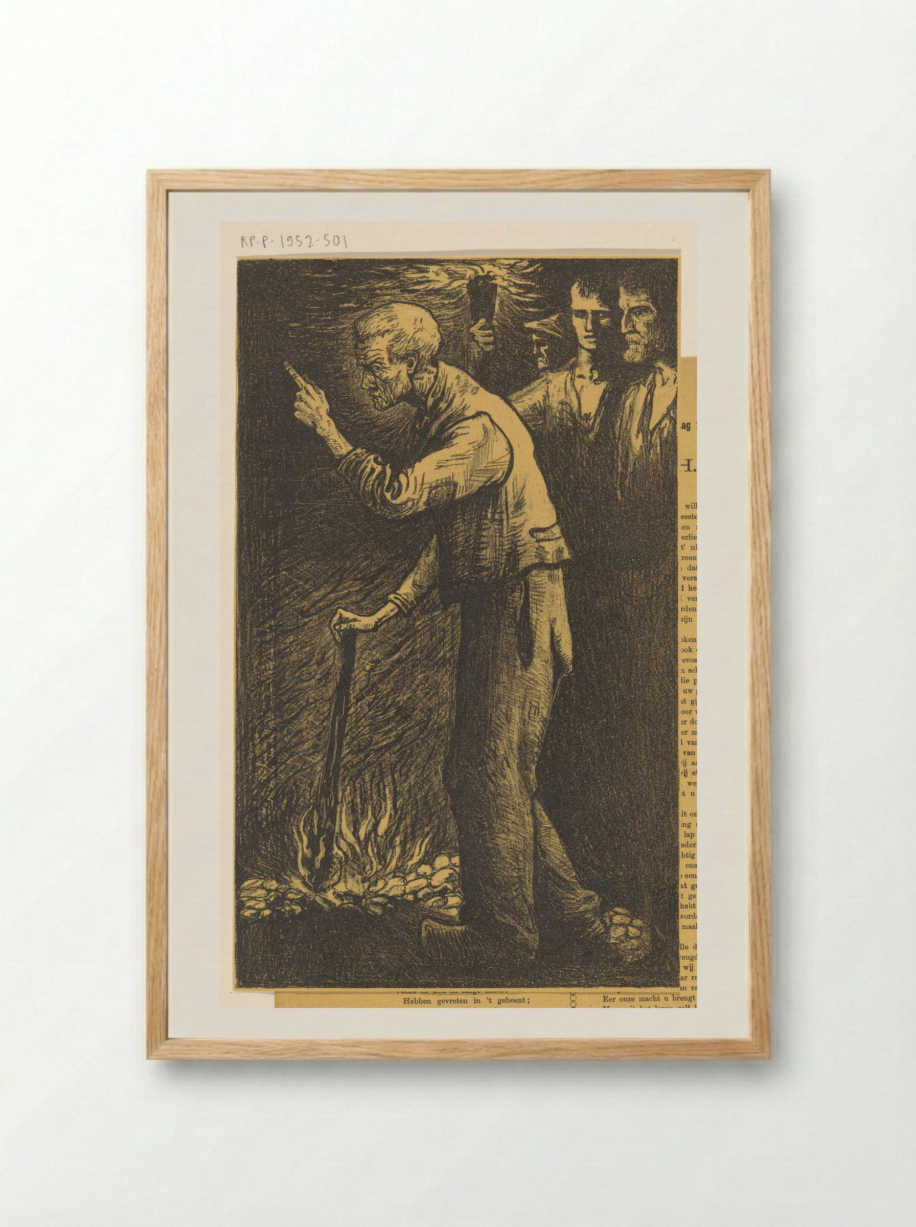 Arbeider met brandende fakkel en opgeheven vinger - Richard Nicolaüs Roland Holst - Framed Print Wood