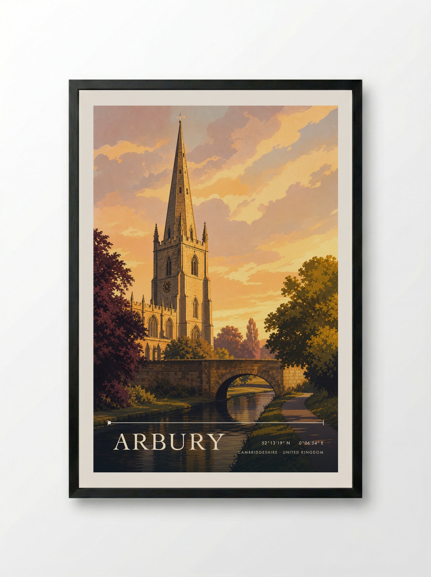 Arbury Cambridgeshire United Kingdom Travel Poster - Framed Print Black