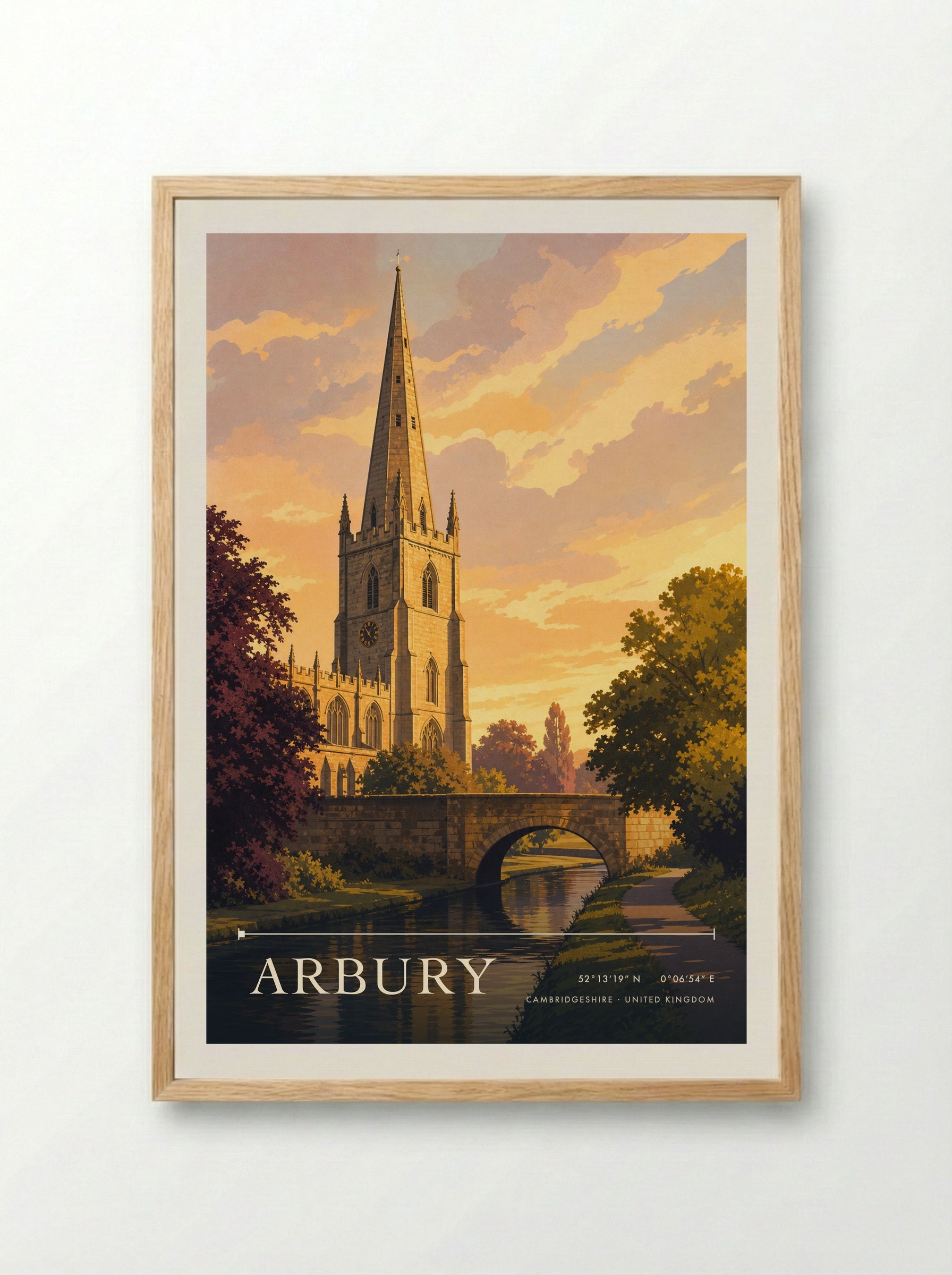 Arbury Cambridgeshire United Kingdom Travel Poster - Framed Print Wood