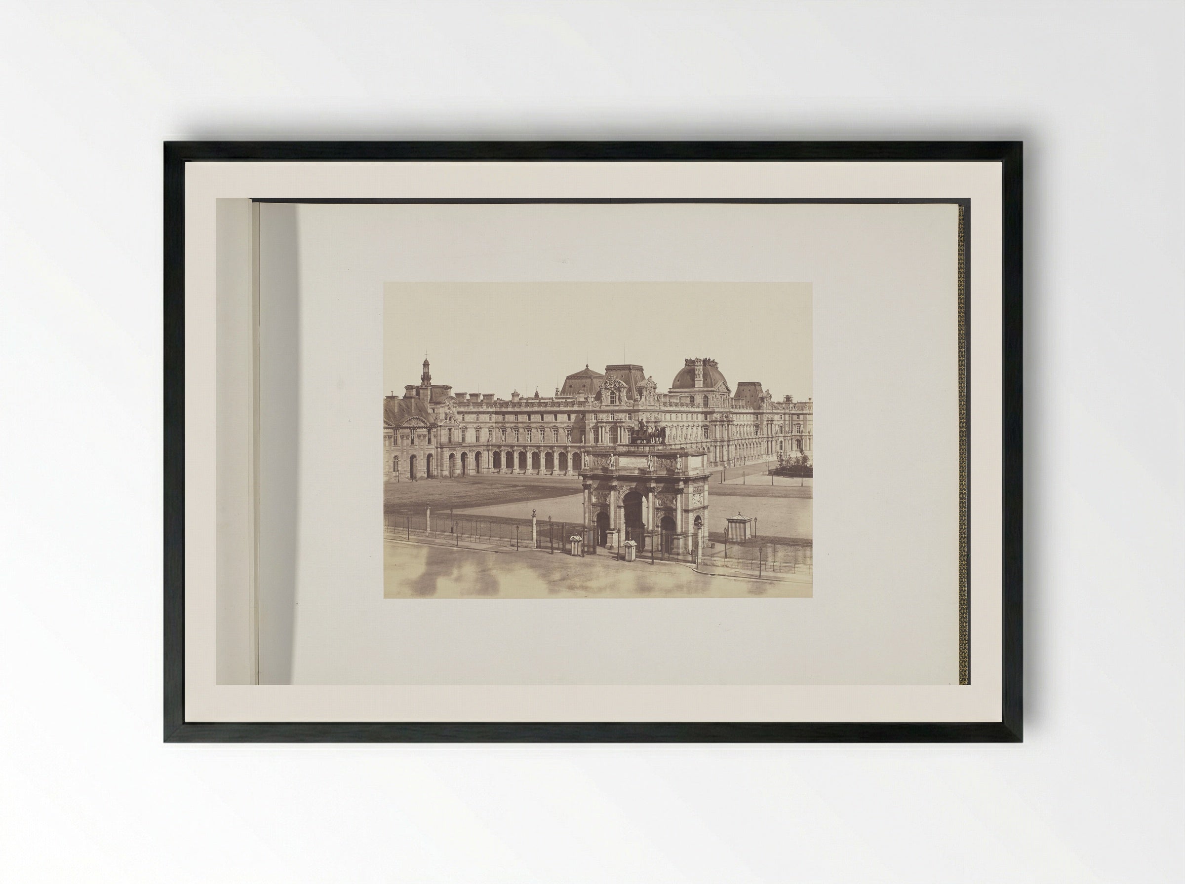 Arc de Triomphe du Carrousel and the Cour Napoléon from the Tuileries - Édouard Denis Baldus - Framed Print Black