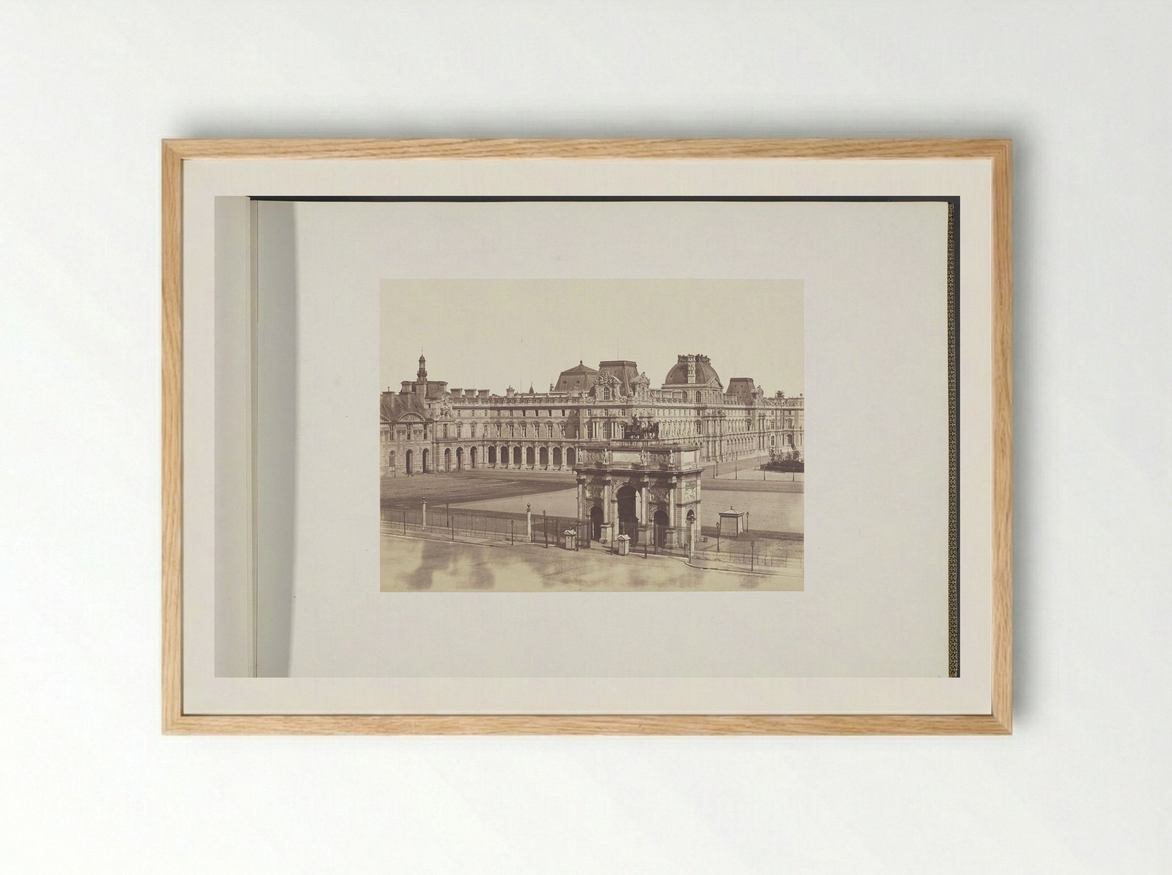 Arc de Triomphe du Carrousel and the Cour Napoléon from the Tuileries - Édouard Denis Baldus - Framed Print Wood