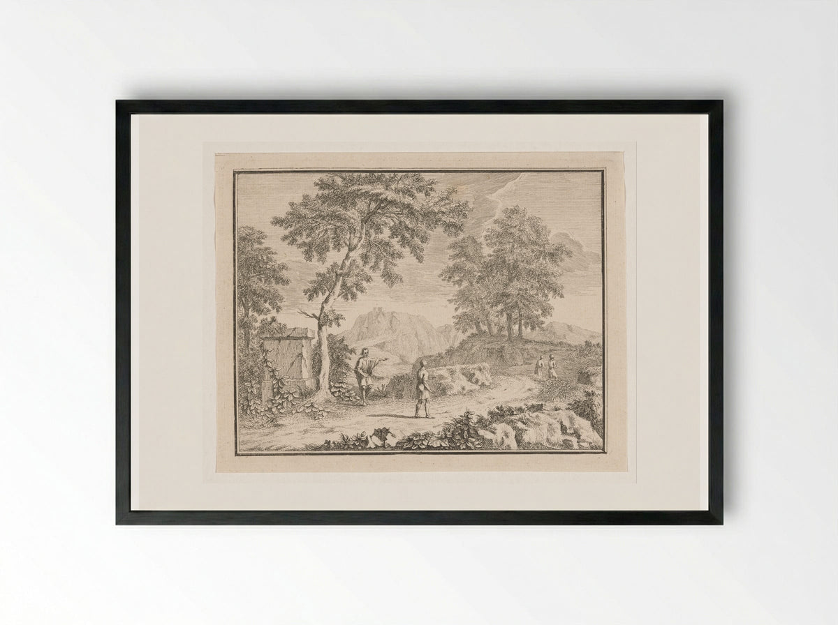 Arcadian Landscape with a Man Pointing the Way - Louis Fabritius Dubourg - Framed Print Black