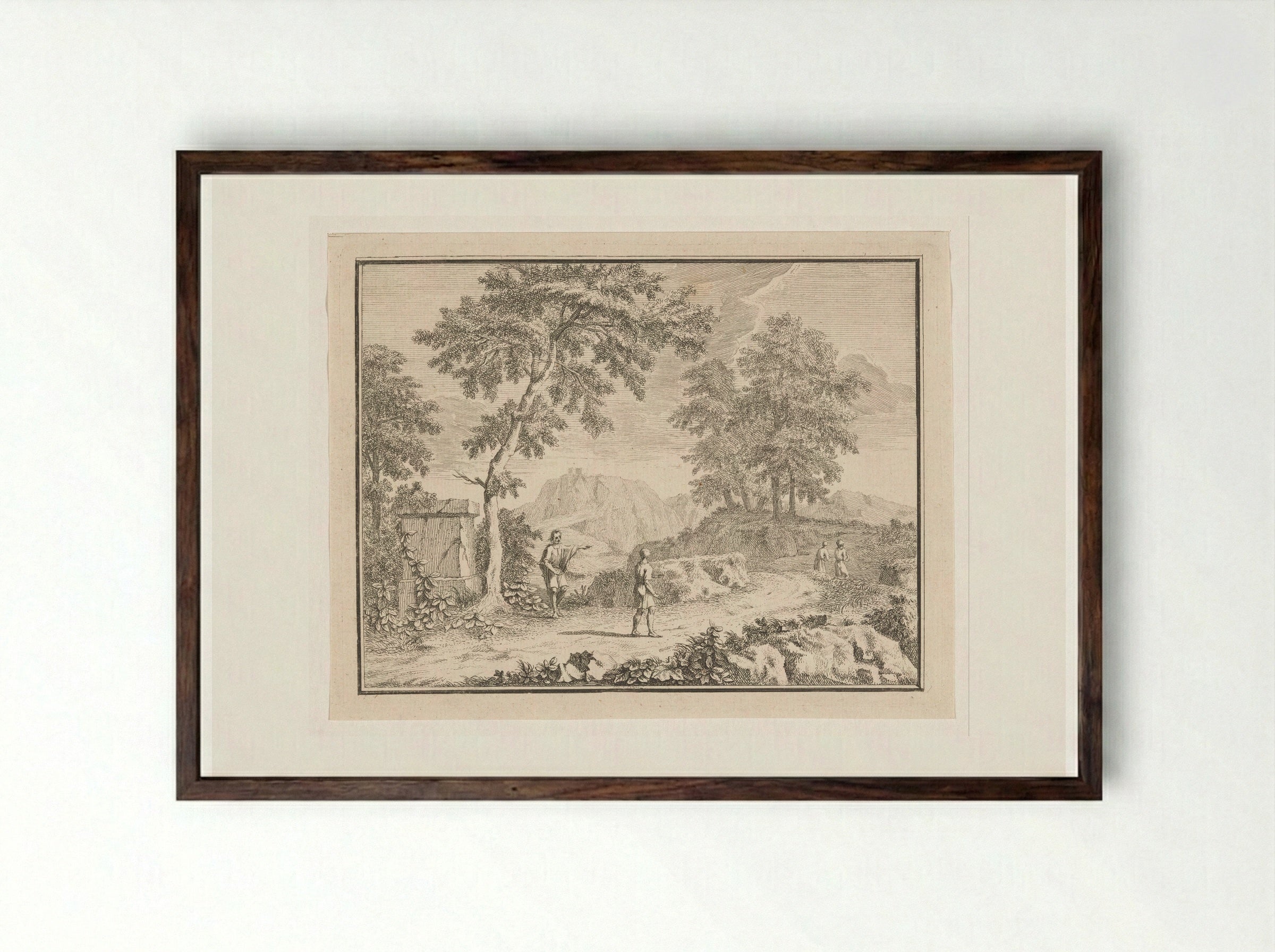 Arcadian Landscape with a Man Pointing the Way - Louis Fabritius Dubourg - Framed Print Dark Wood