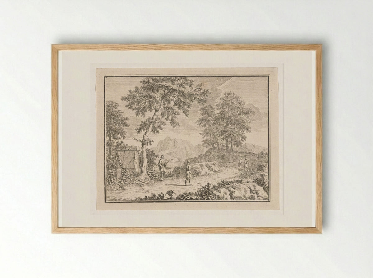 Arcadian Landscape with a Man Pointing the Way - Louis Fabritius Dubourg - Framed Print Wood