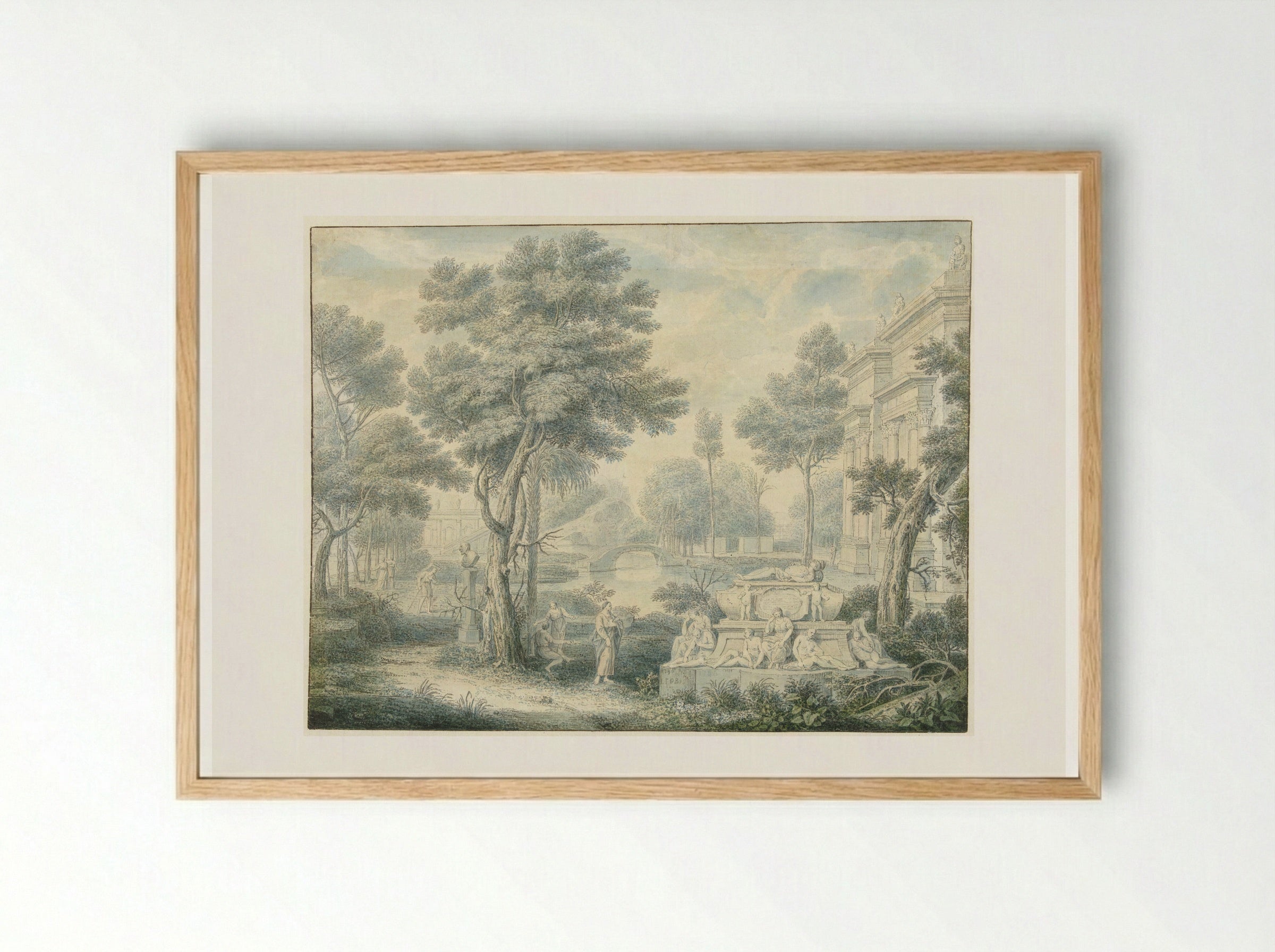 Arcadian Landscape with a Tomb - Louis Fabritius Dubourg - Framed Print Wood