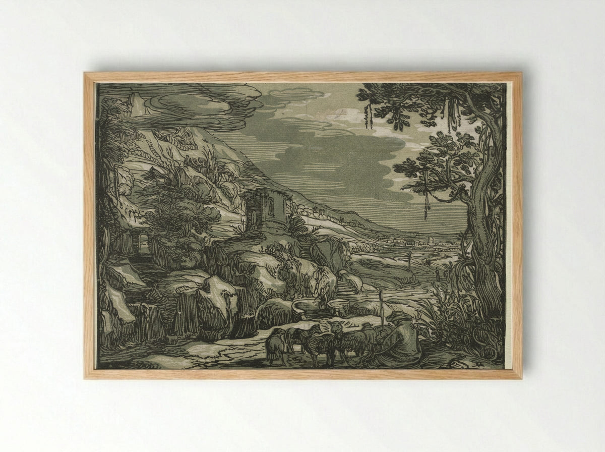 Arcadian Landscape - Esaias van de Velde - Framed Print Wood