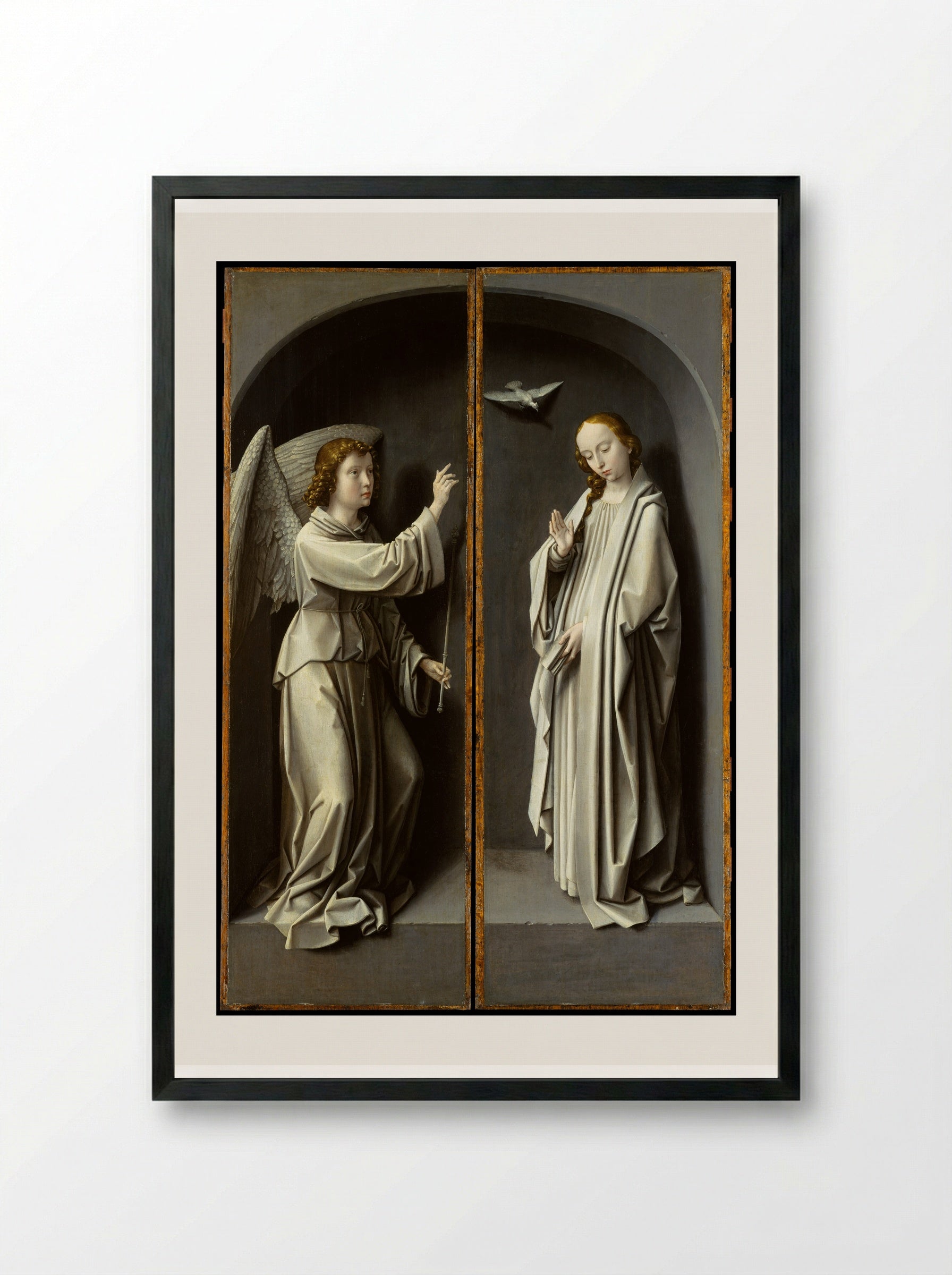 Archangel Gabriel and Virgin Annunciate - Gerard David - Framed Print Black
