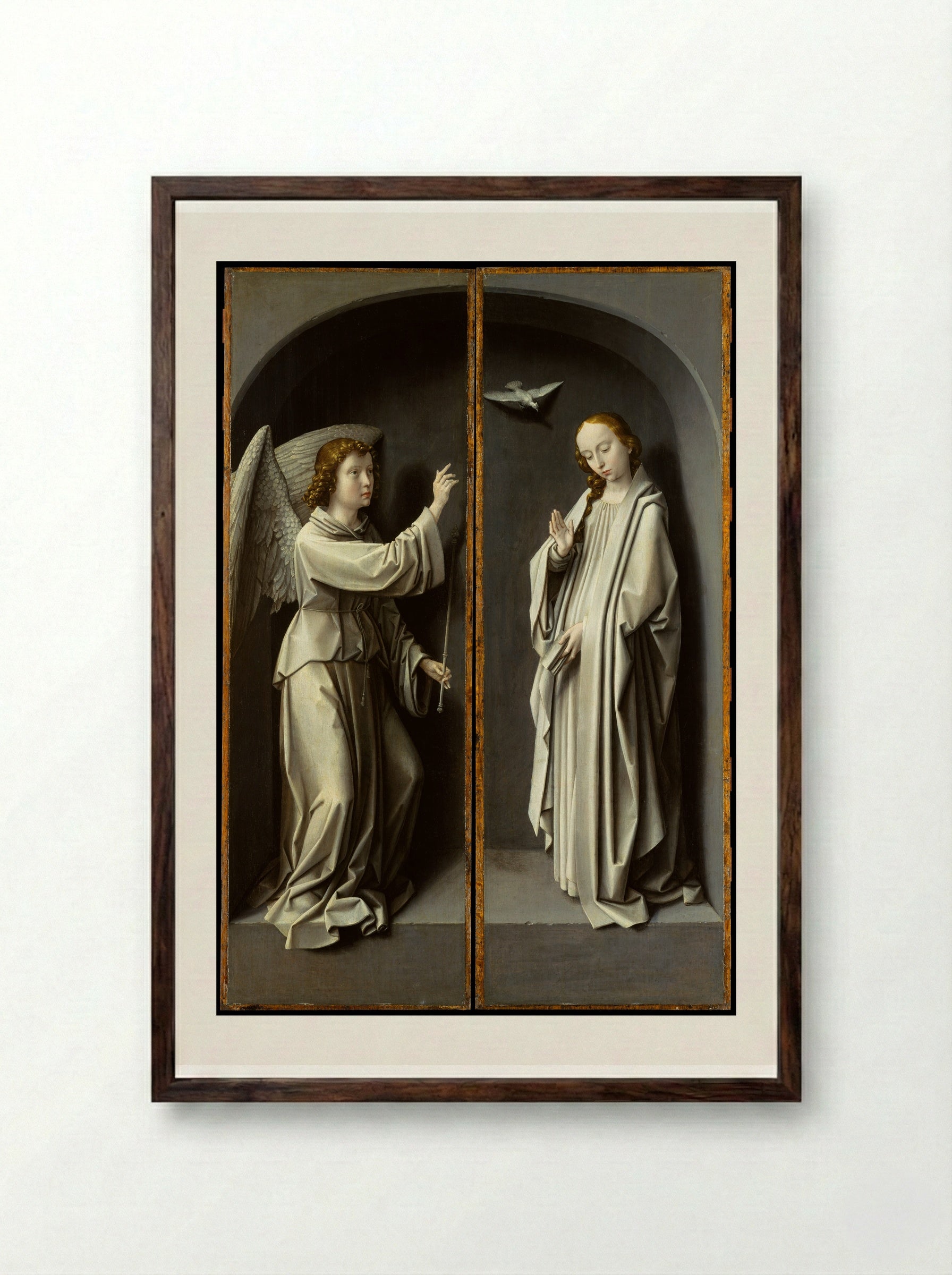 Archangel Gabriel and Virgin Annunciate - Gerard David - Framed Print Dark Wood