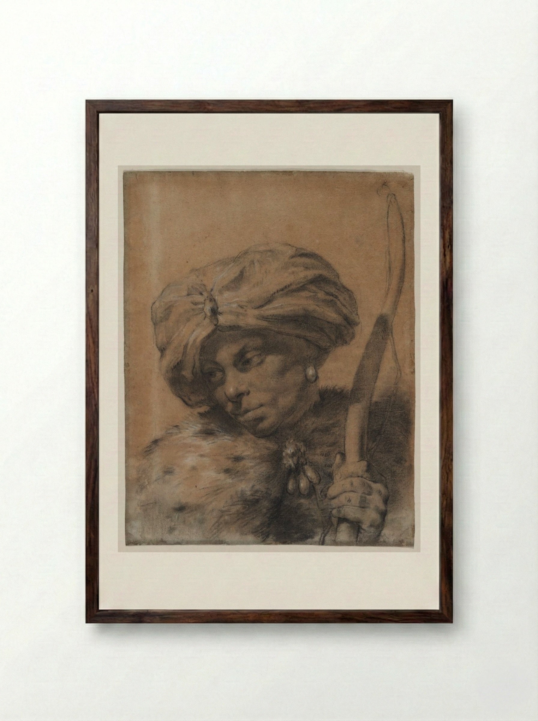 Archer with Turbaned Headdress - Giovanni Battista Piazzetta - Framed Print Dark Wood