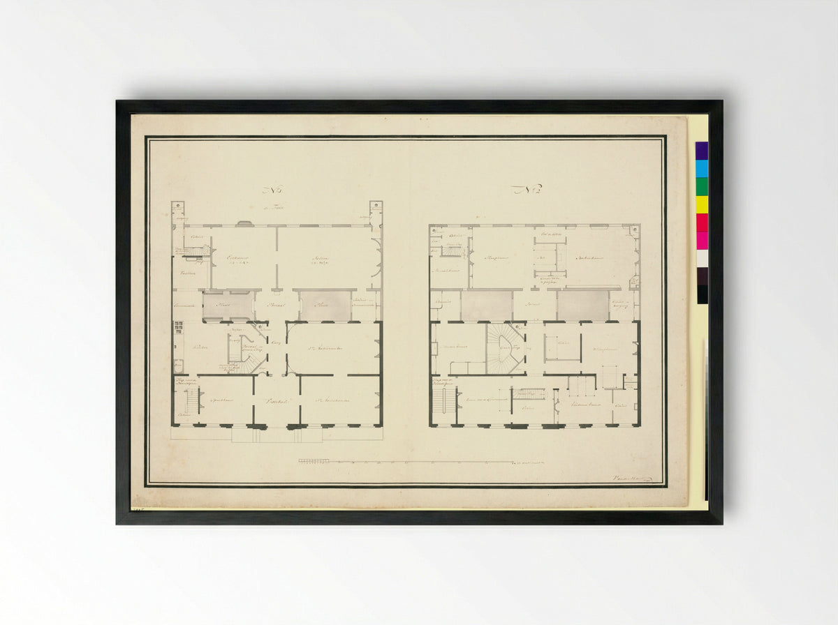 Architectural Design for Huis Kops, Haarlem - Abraham van der Hart - Framed Print Black