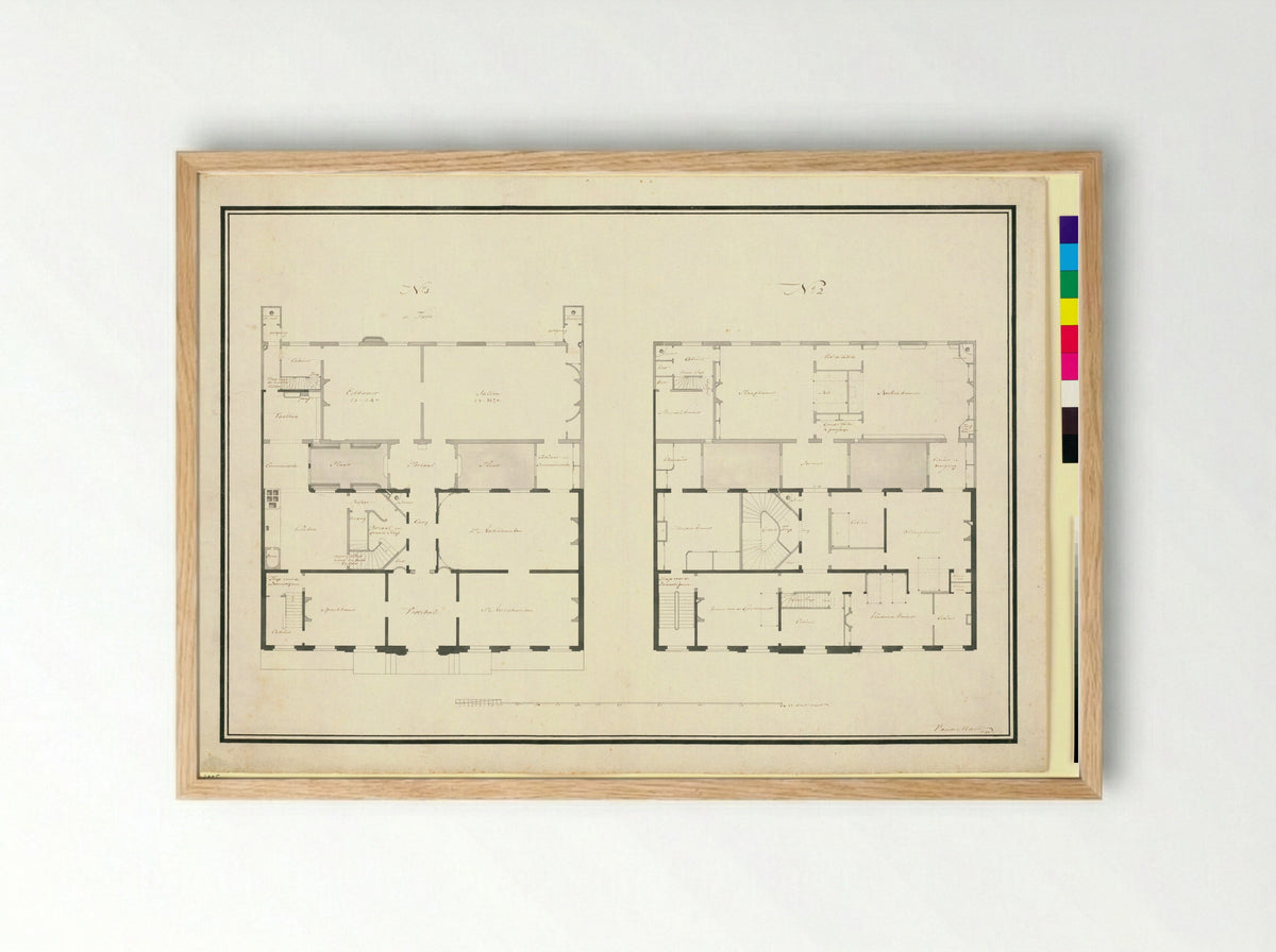 Architectural Design for Huis Kops, Haarlem - Abraham van der Hart - Framed Print Wood