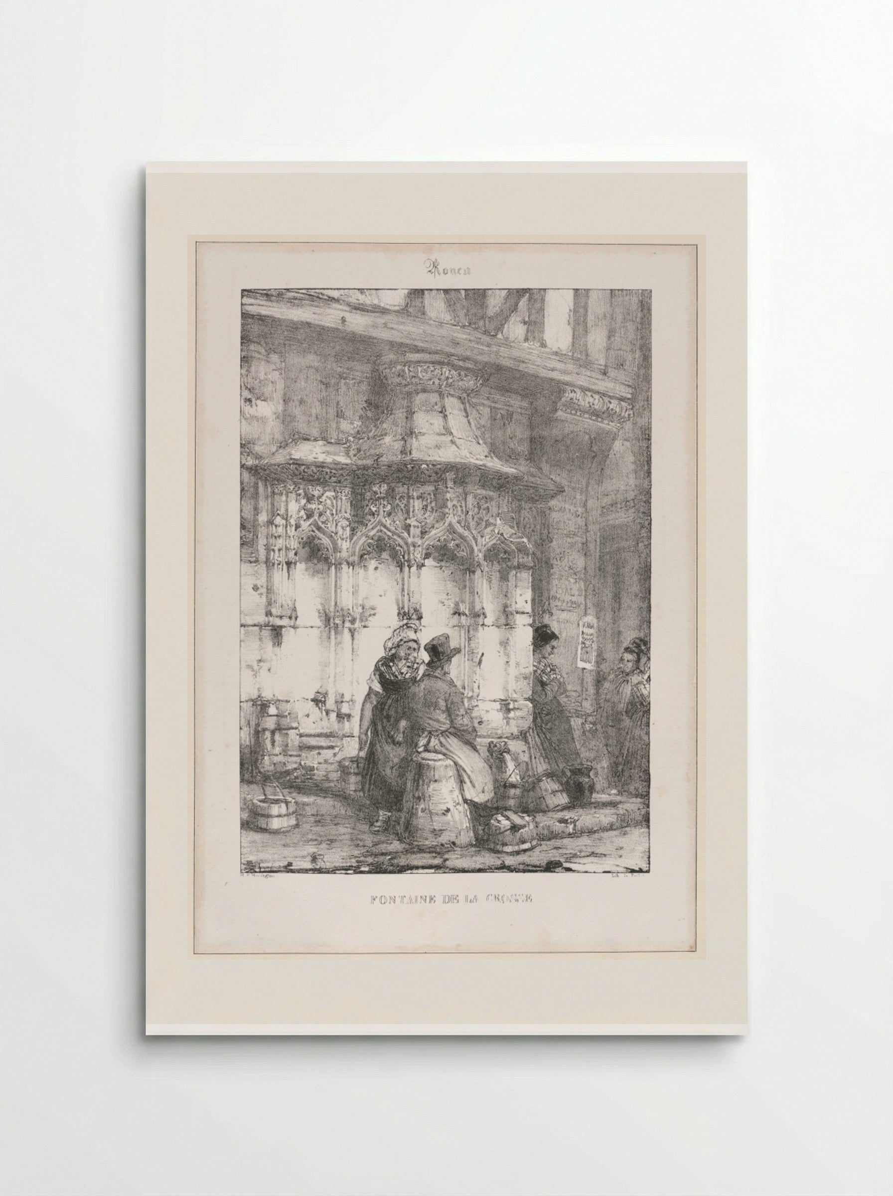 Architectural Remains and Fragments: Rouen - Fontaine de la Crosse - Richard Parkes Bonington - Poster