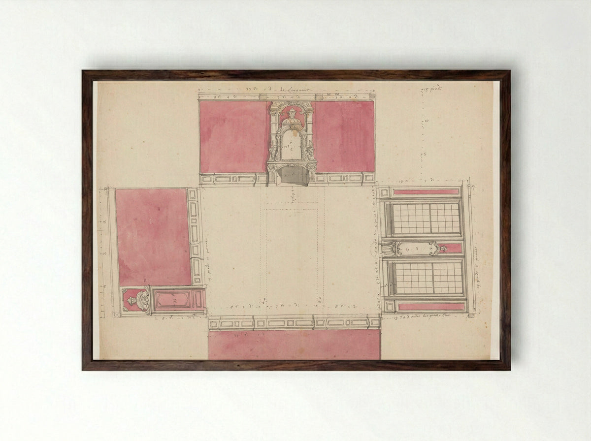 Architectural Study of Room Walls - Jan Brandes - Framed Print Dark Wood