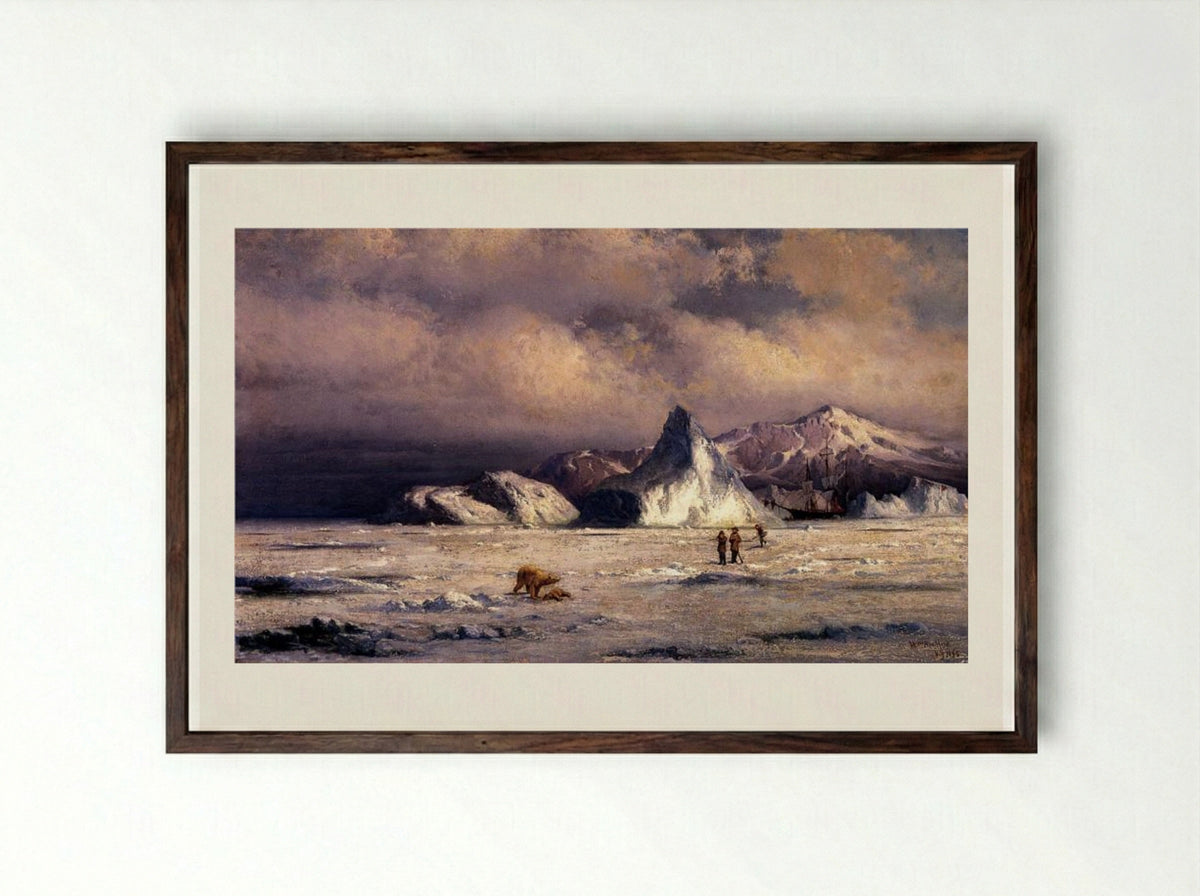 Arctic Invaders - William Bradford - Framed Print Dark Wood