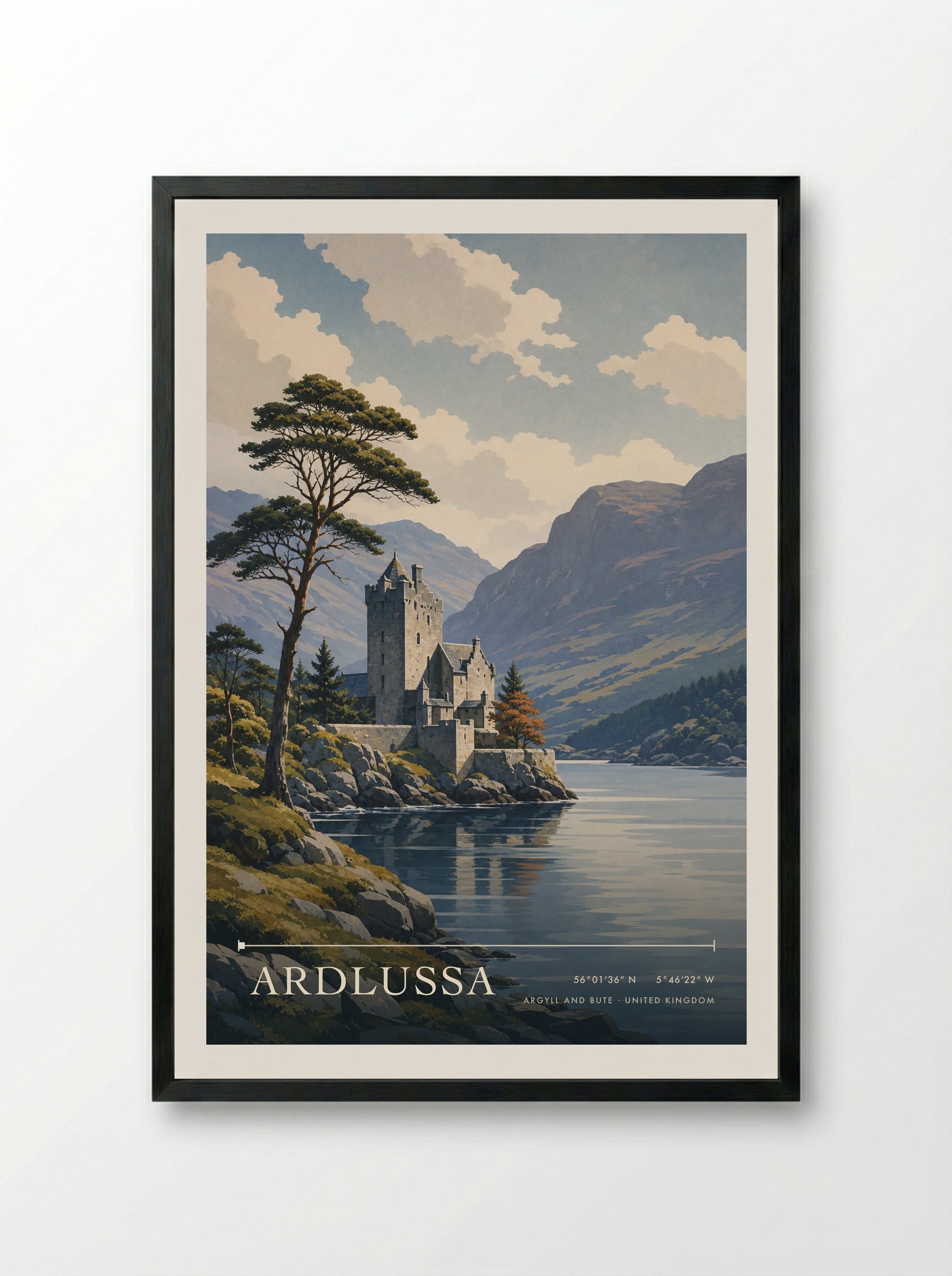 Ardlussa Argyll and Bute United Kingdom Travel Poster - Framed Print Black
