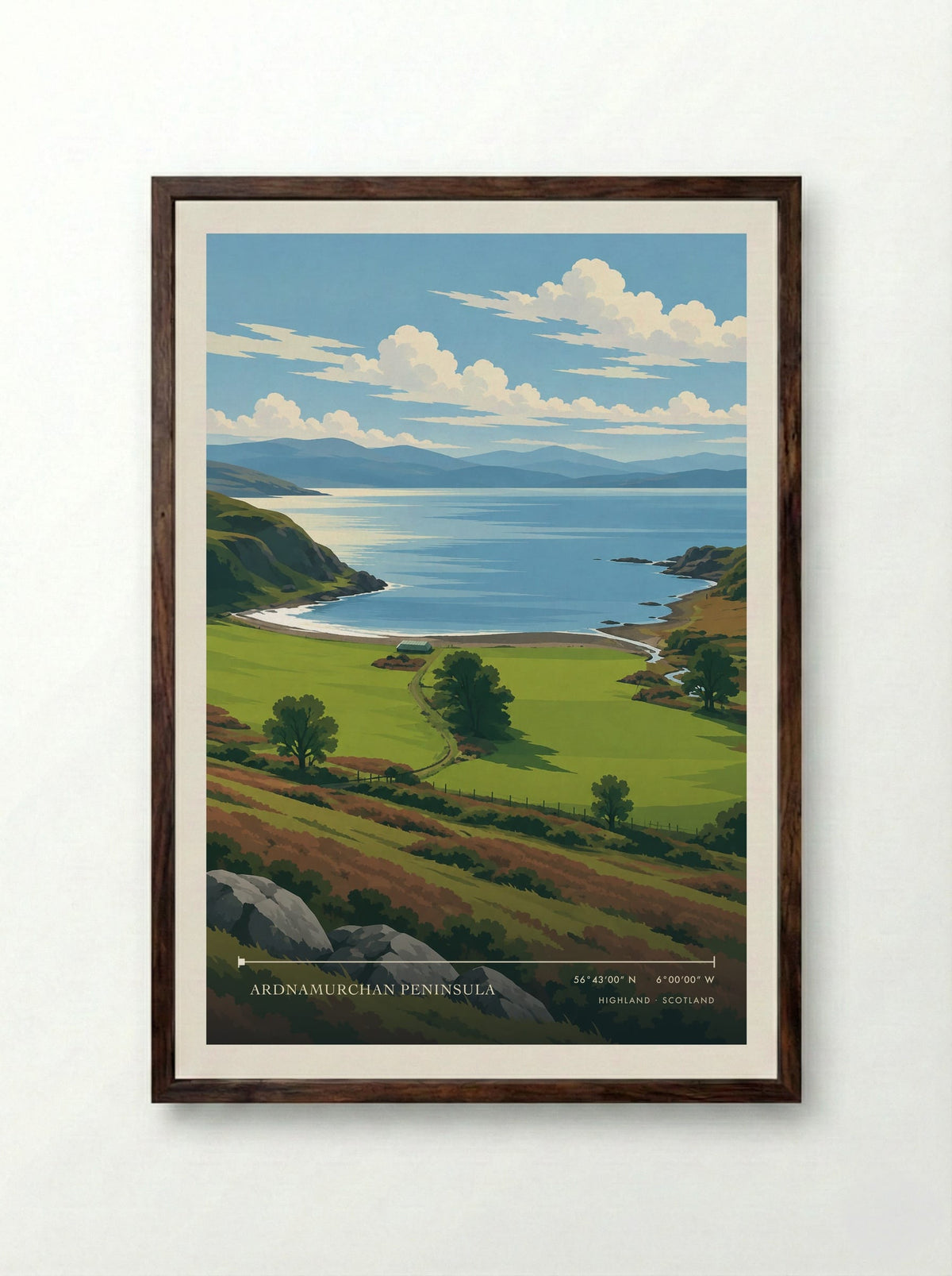 Ardnamurchan Peninsula, Highland | Travel Poster - Framed Print Dark Wood
