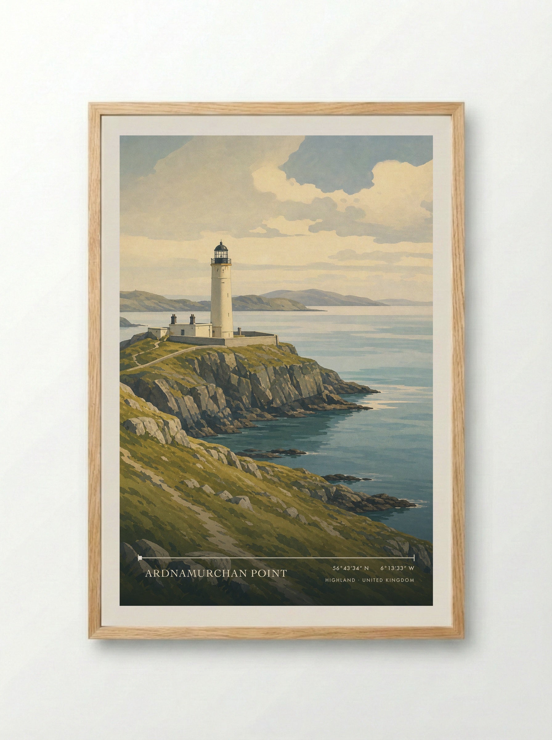 Ardnamurchan Point Highland United Kingdom Travel Poster - Framed Print Wood