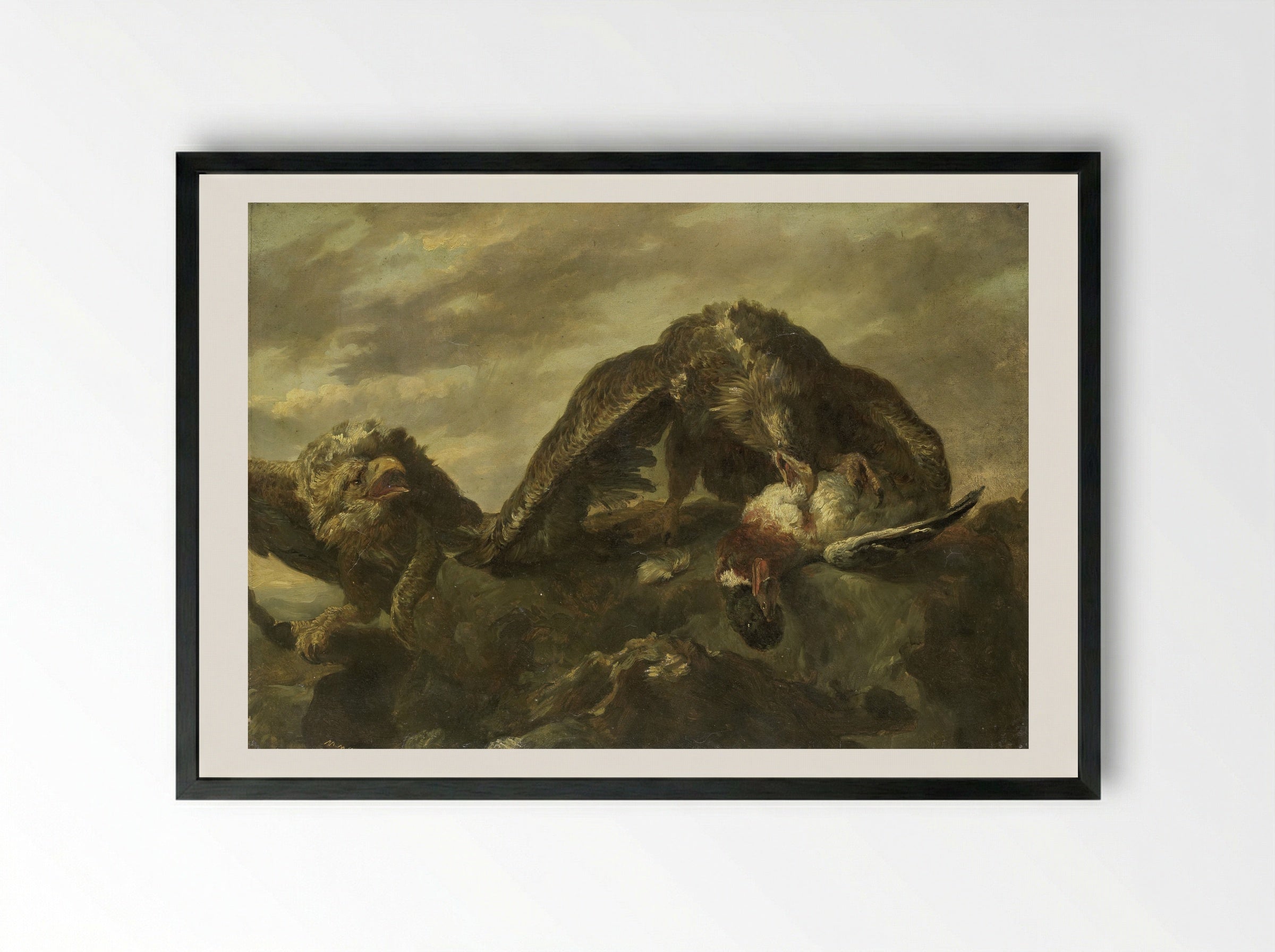 Arenden op rotsen - Matthijs Maris - Framed Print Black