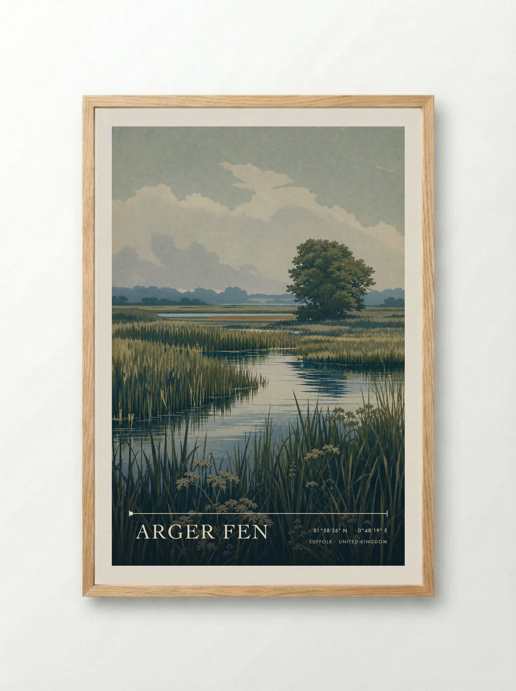 Arger Fen Suffolk United Kingdom Travel Poster - Framed Print Wood