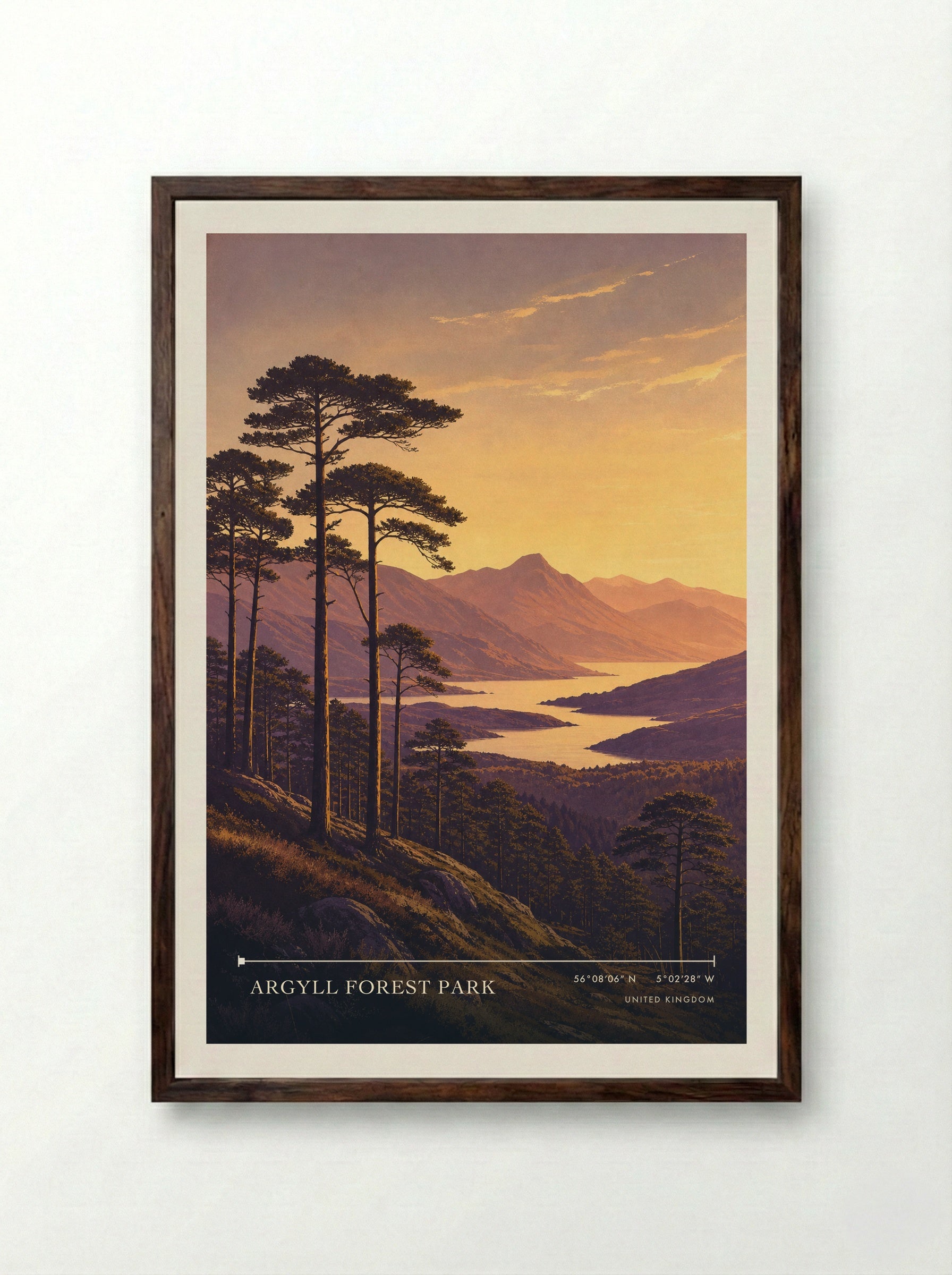 Argyll Forest Park United Kingdom Travel Poster - Framed Print Dark Wood