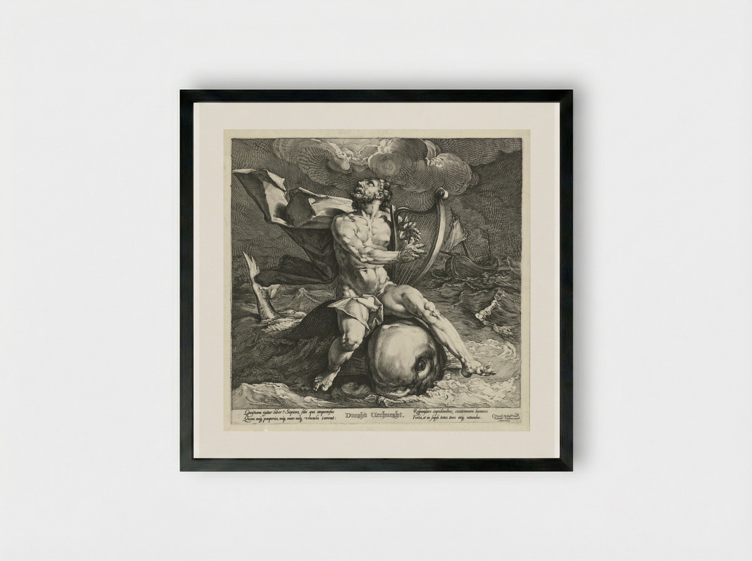 Arion on the Dolphin - Jan Harmensz. Muller - Framed Print Black