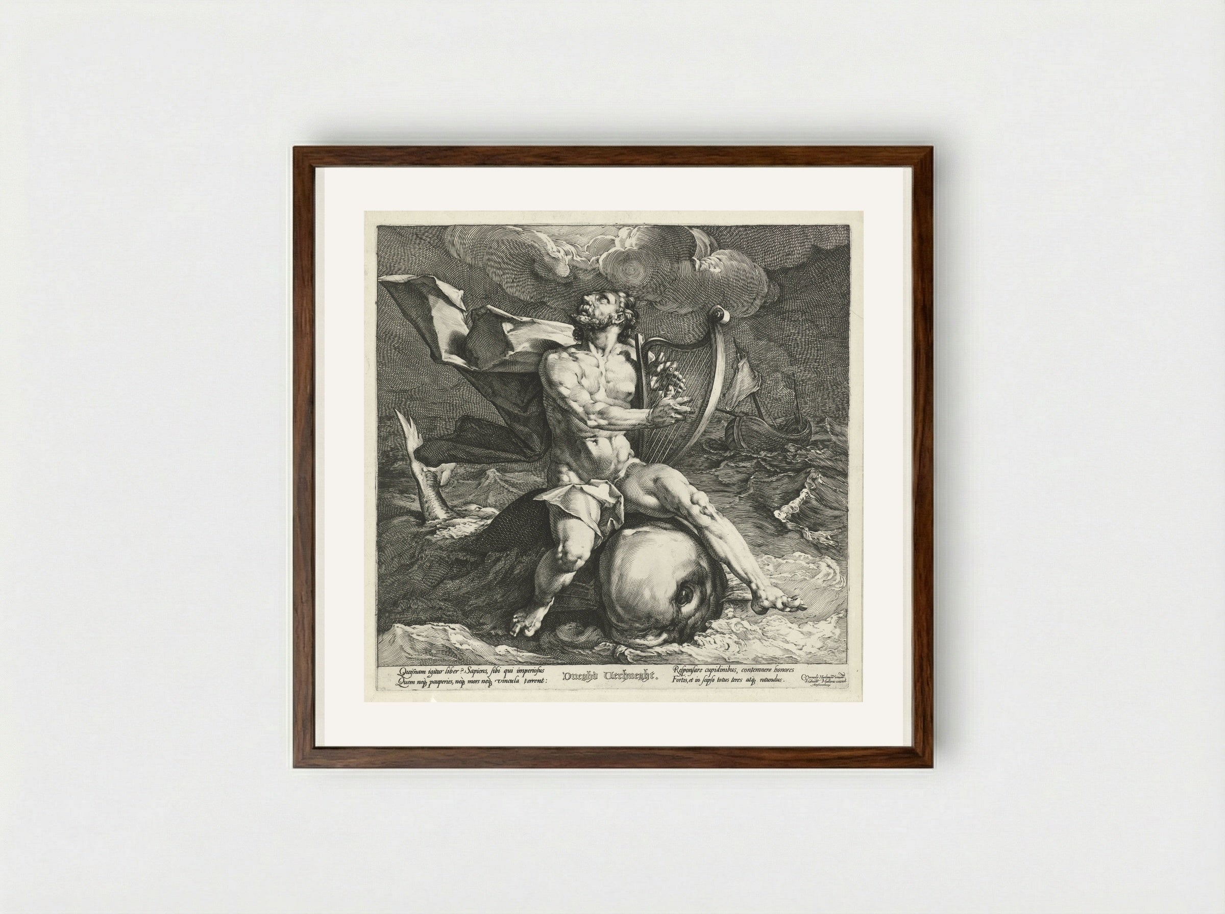 Arion on the Dolphin - Jan Harmensz. Muller - Framed Print Dark Wood