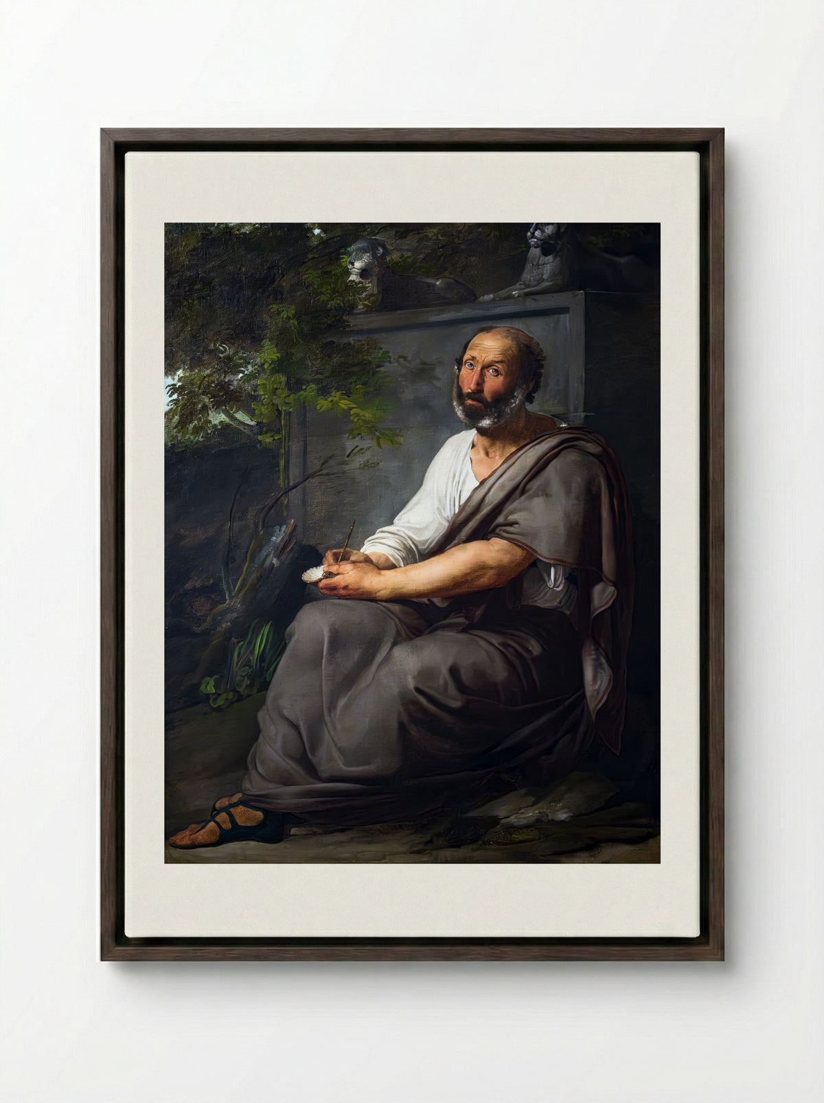 Aristotle - Francesco Hayez - Framed Canvas Dark Wood