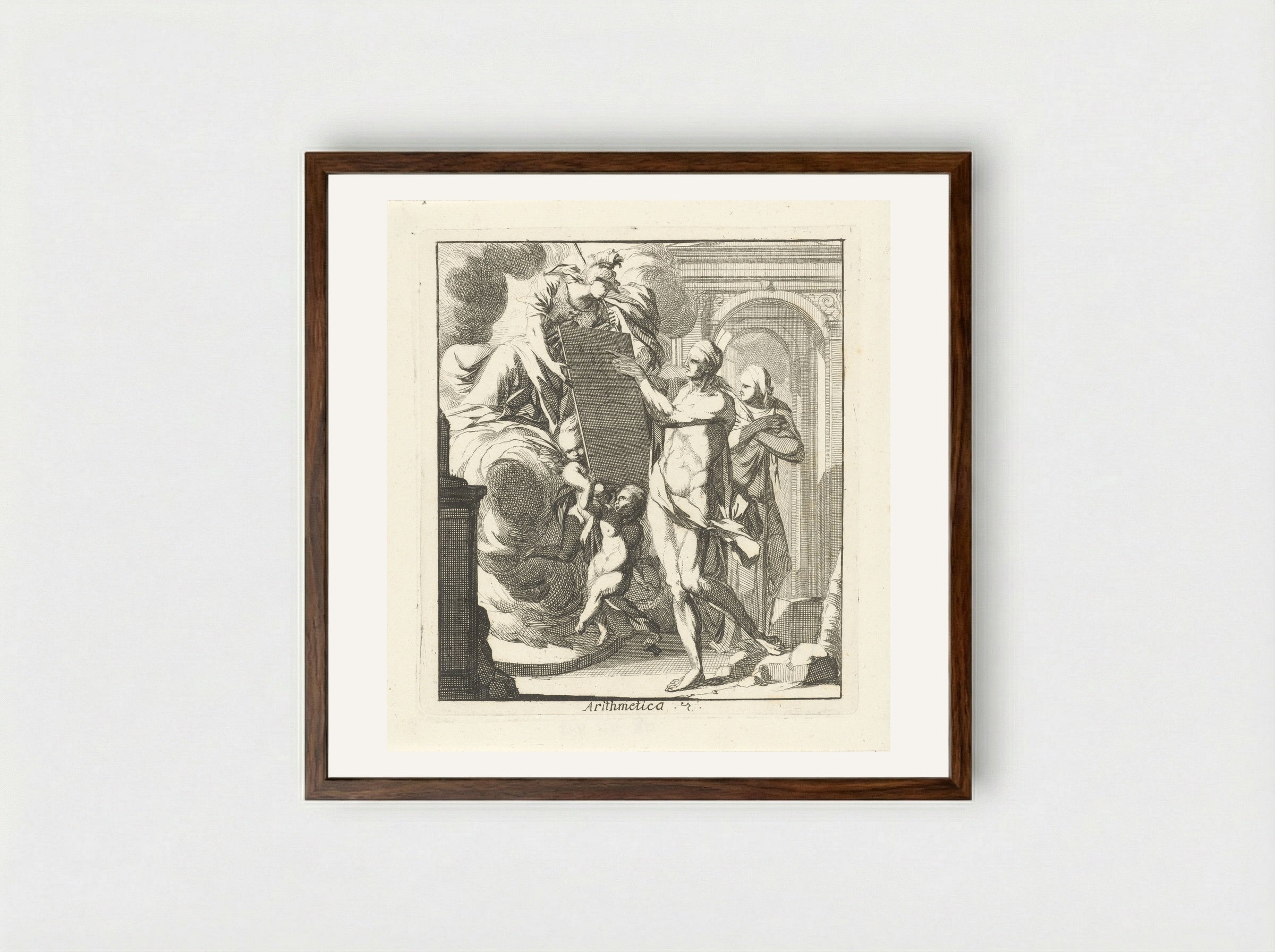 Arithmetica - Caspar Luyken - Framed Print Dark Wood
