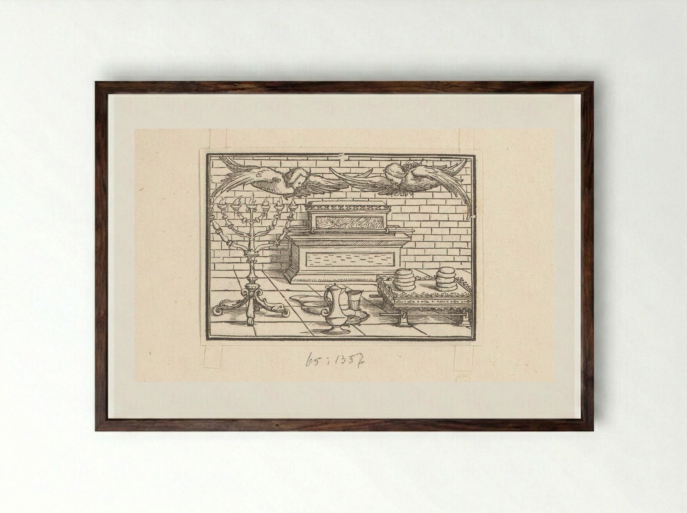 Ark of the Covenant and Tabernacle Objects - Veit Rudolf Specklin - Framed Print Dark Wood