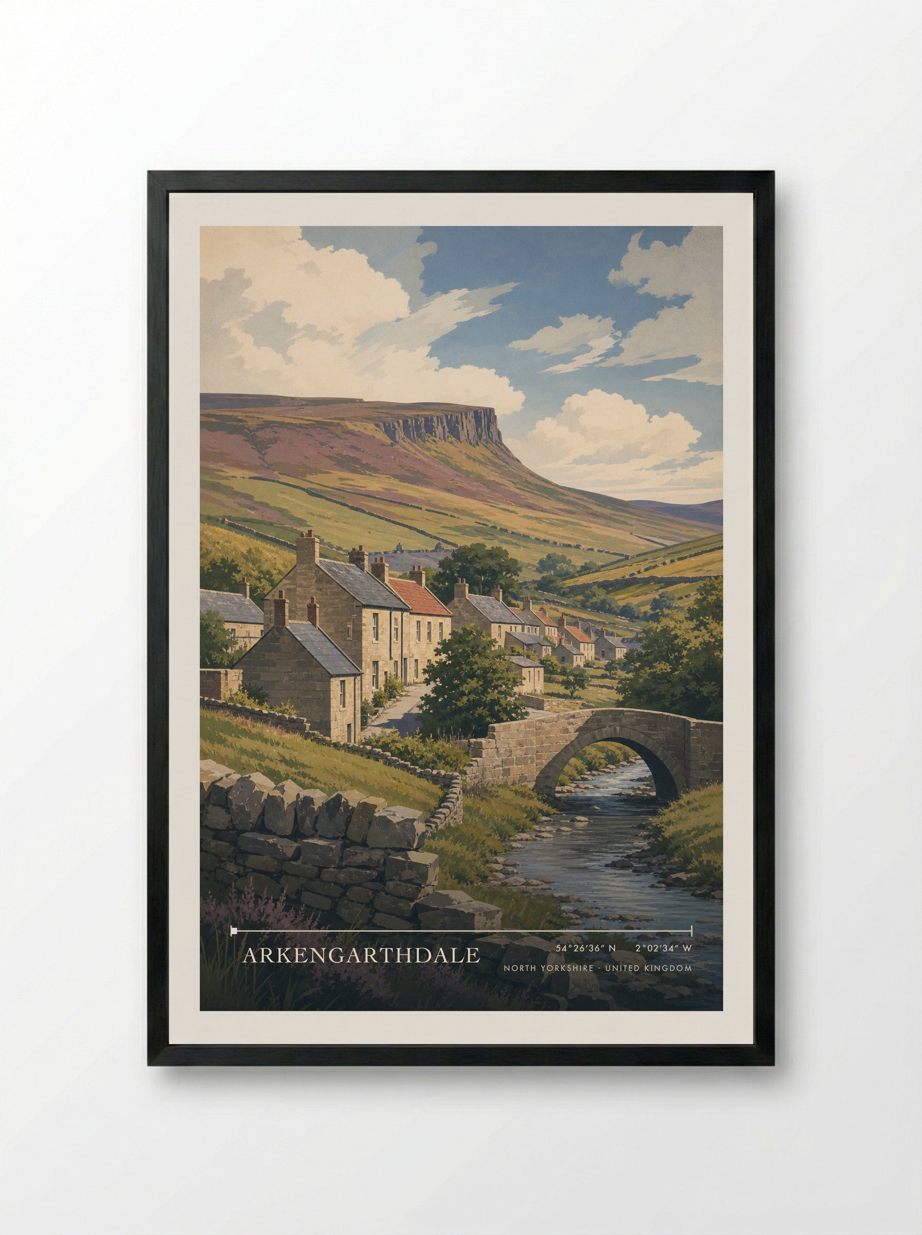 Arkengarthdale North Yorkshire United Kingdom Travel Poster - Framed Print Black