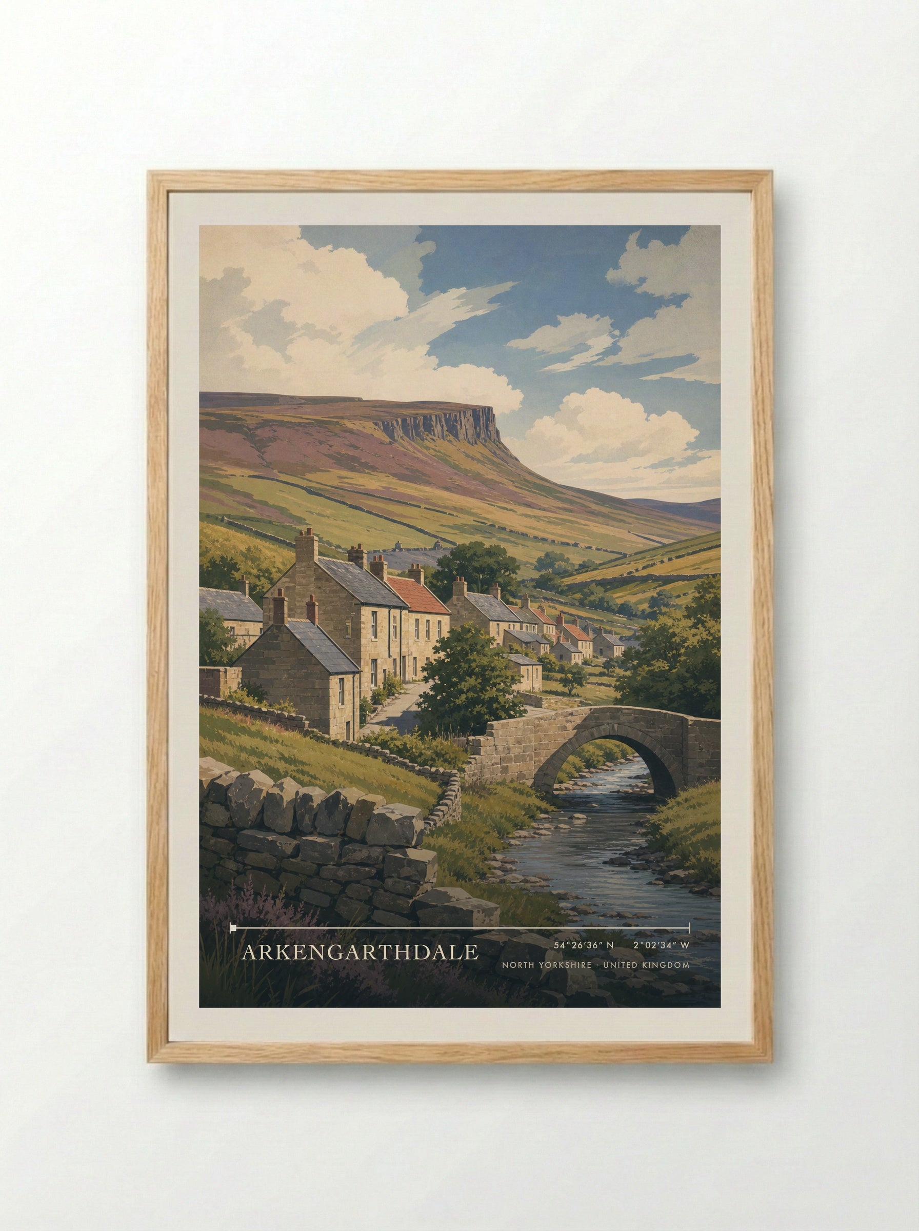 Arkengarthdale North Yorkshire United Kingdom Travel Poster - Framed Print Wood