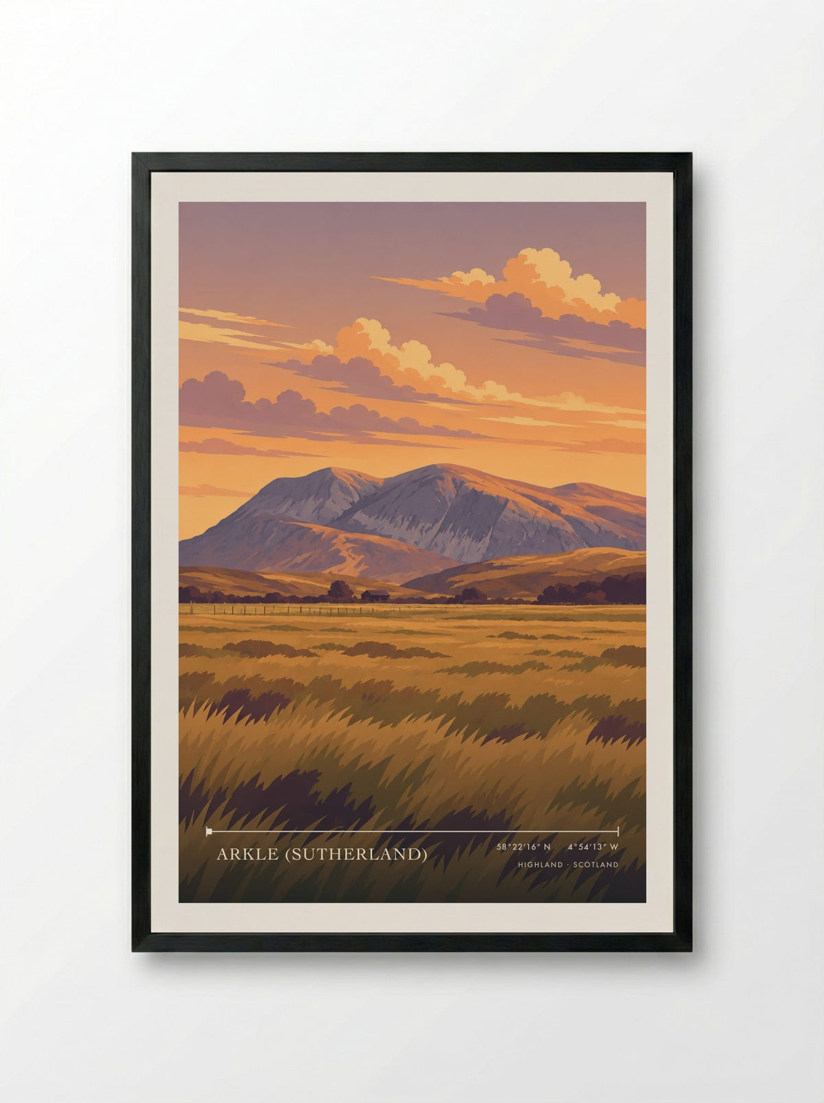 Arkle (Sutherland), Highland | Travel Poster - Framed Print Black