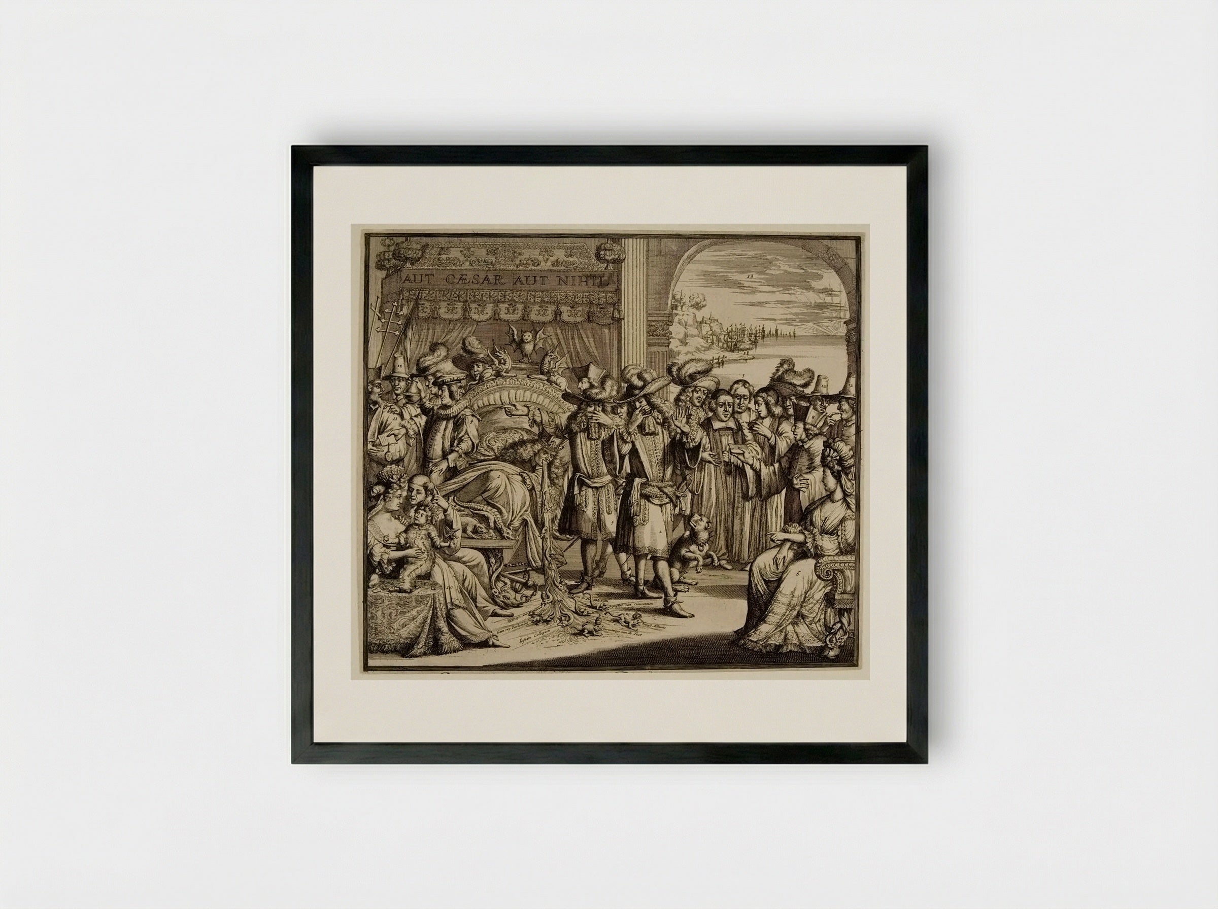 Arlequin Deodat et Pamirge Hypochondriaques - Romeyn de Hooghe - Framed Print Black