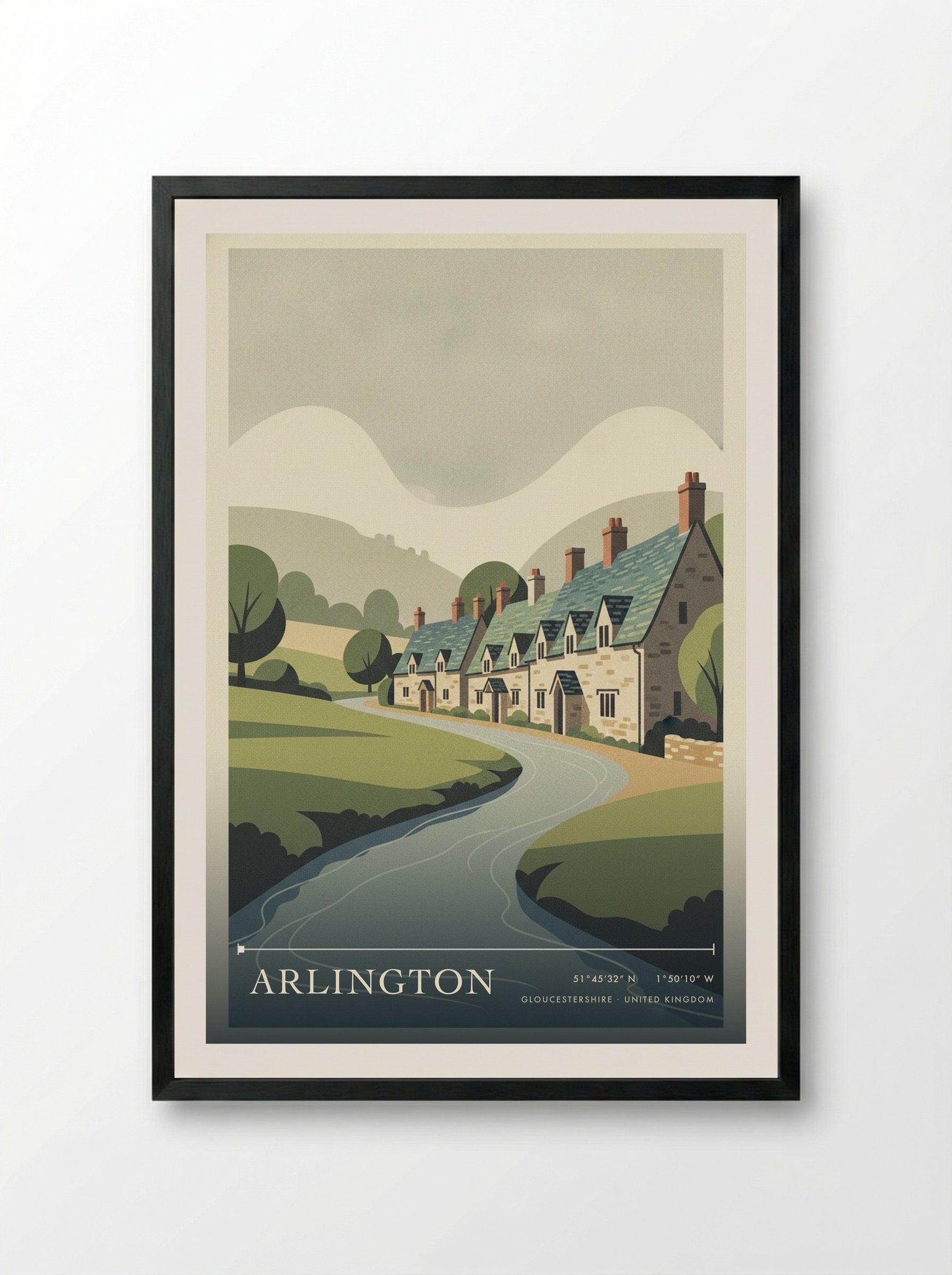 Arlington Gloucestershire United Kingdom Travel Poster - Framed Print Black
