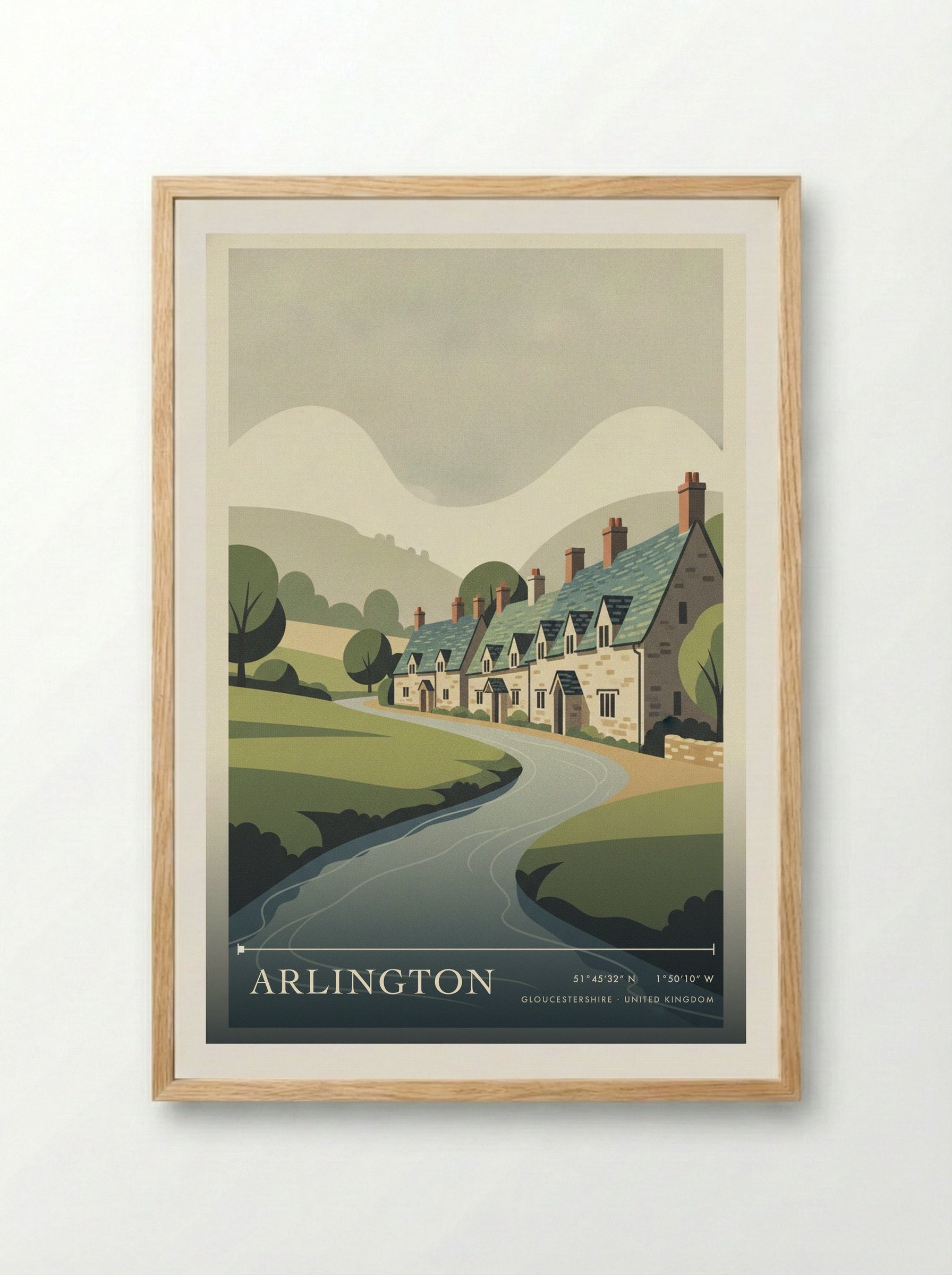 Arlington Gloucestershire United Kingdom Travel Poster - Framed Print Wood