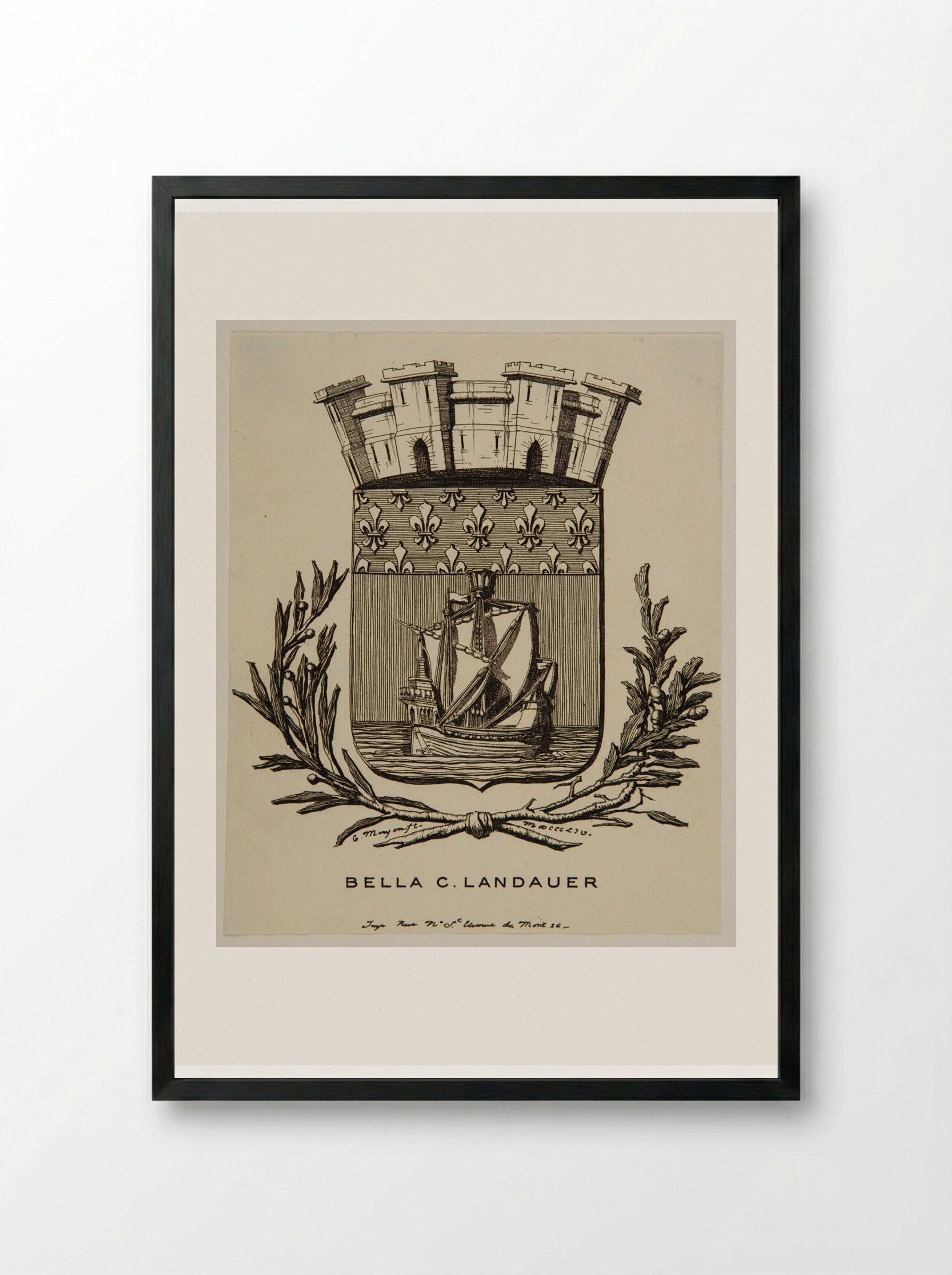 Armes symbolique de la ville de Paris - Charles Meryon - Framed Print Black
