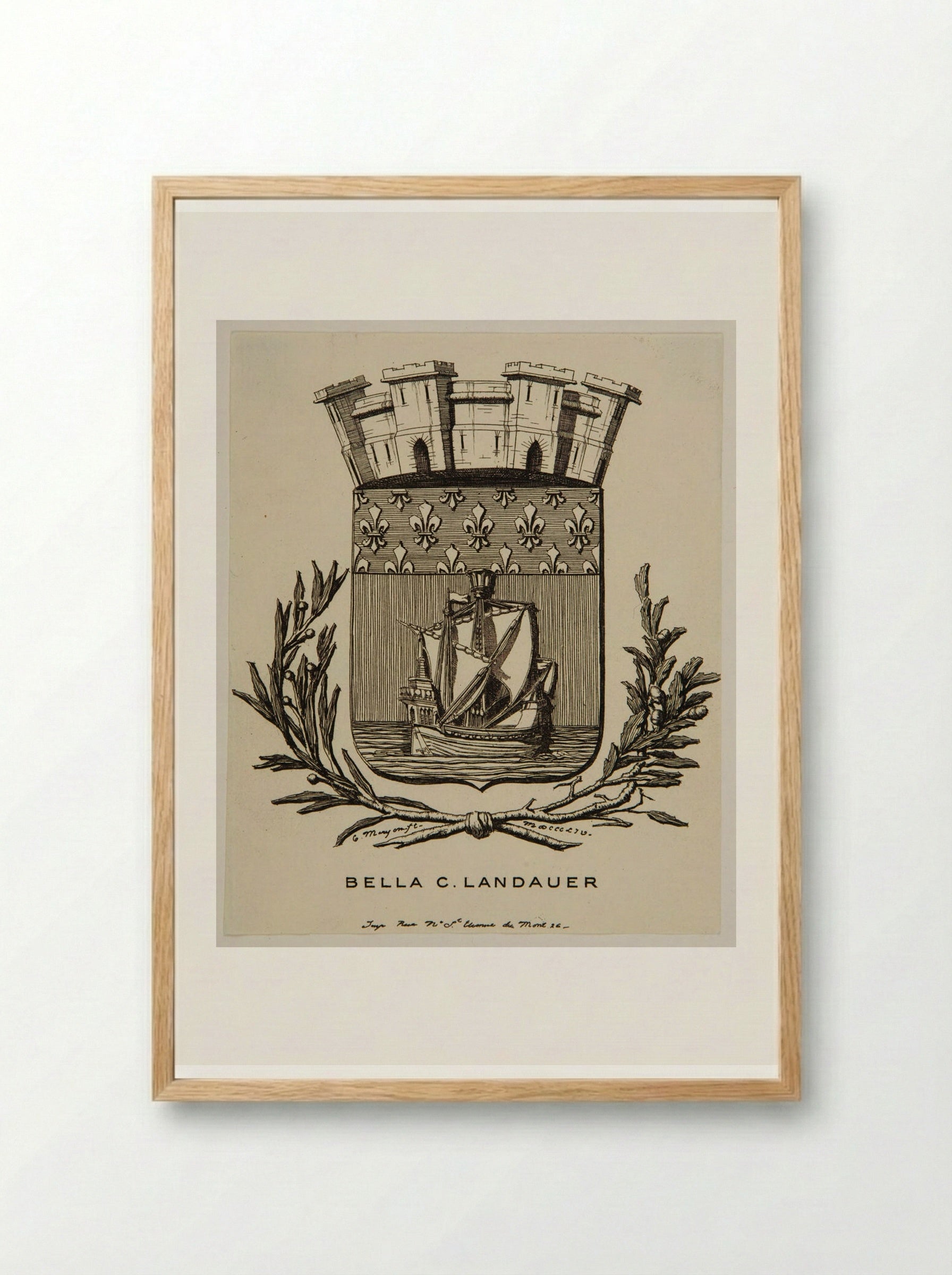 Armes symbolique de la ville de Paris - Charles Meryon - Framed Print Wood