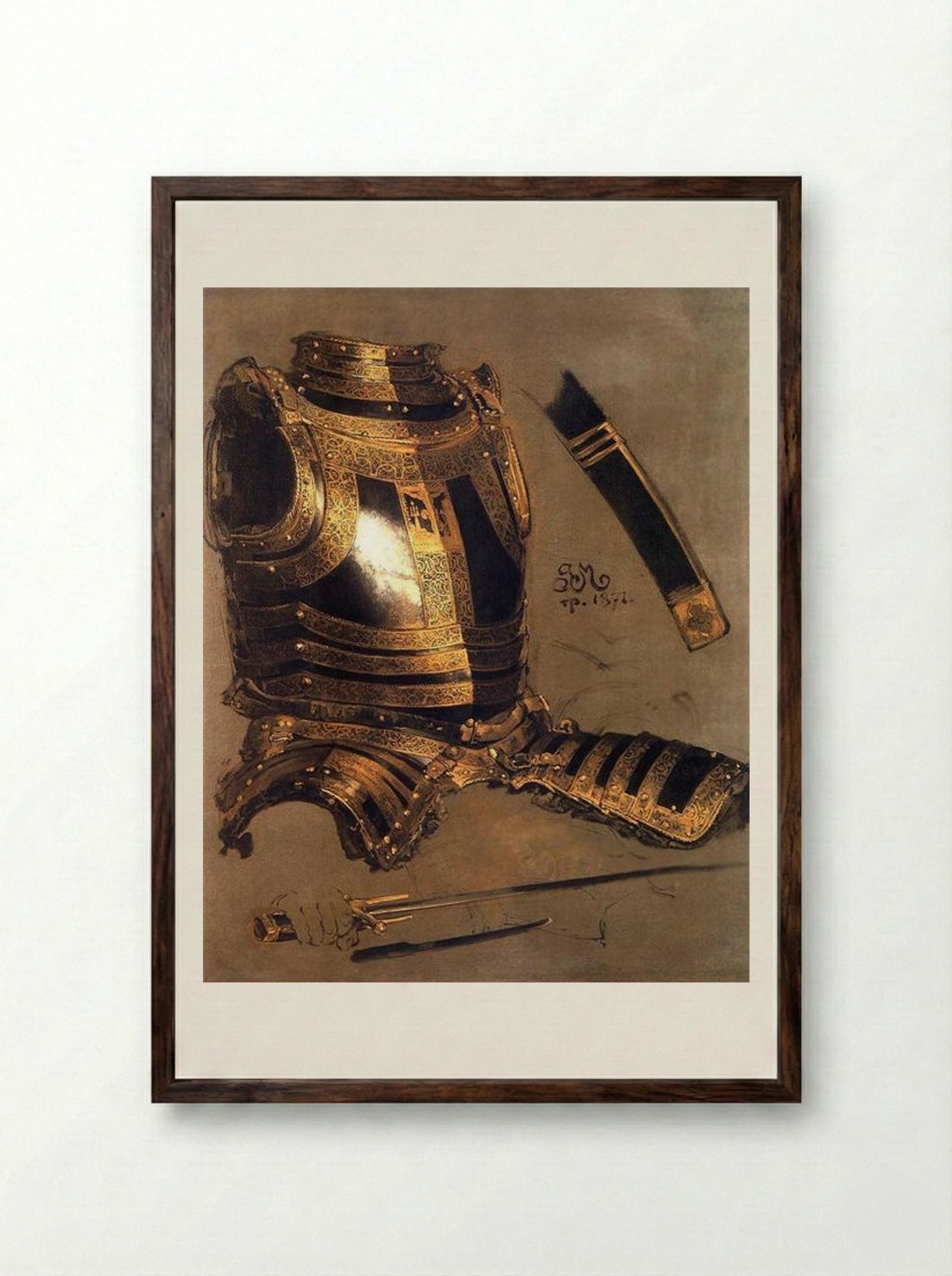 Armor of Stefan Batory - Jan Matejko - Framed Print Dark Wood