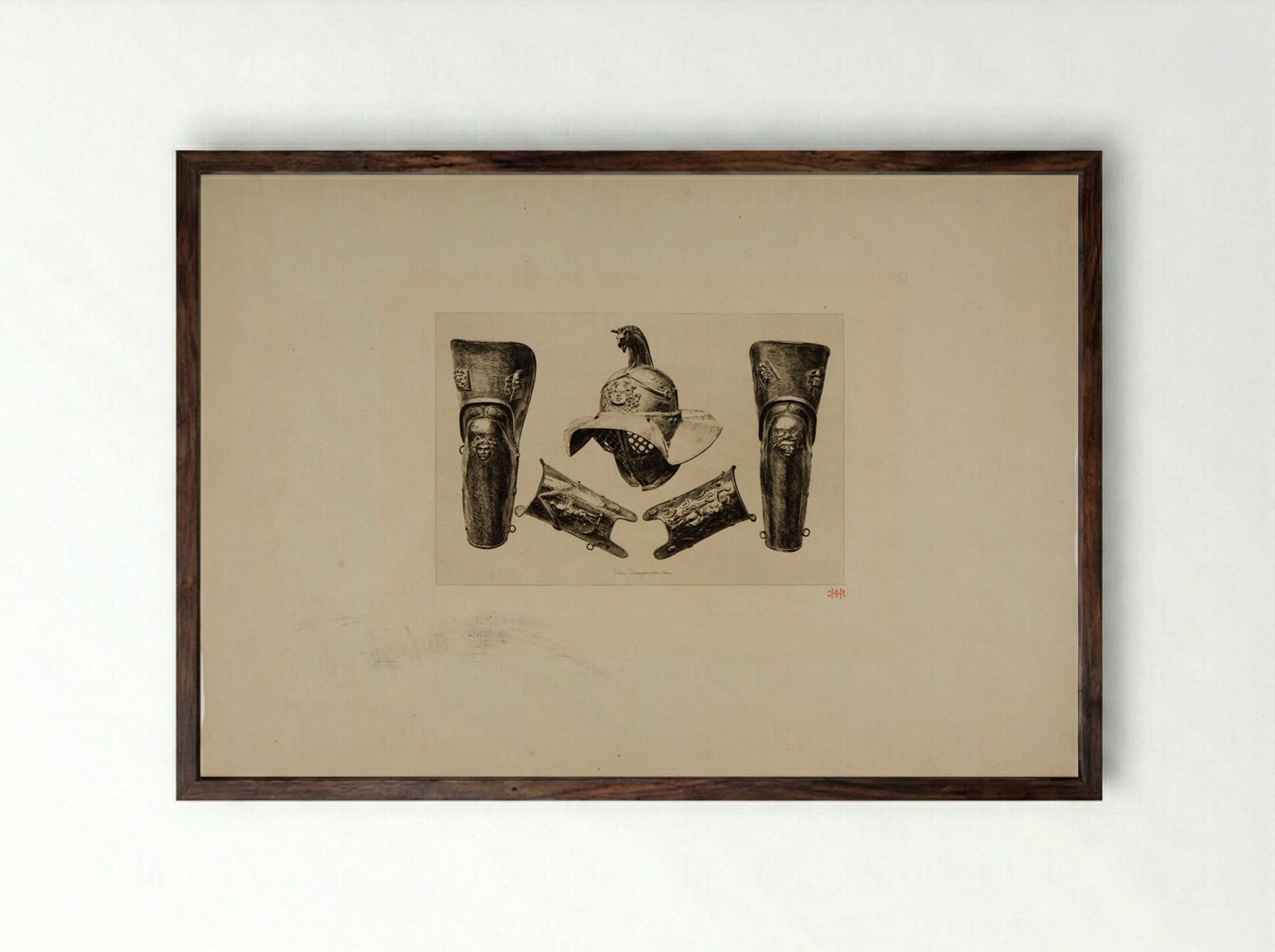 Armor of a Gladiator - Jules Ferdinand Jacquemart - Framed Print Dark Wood