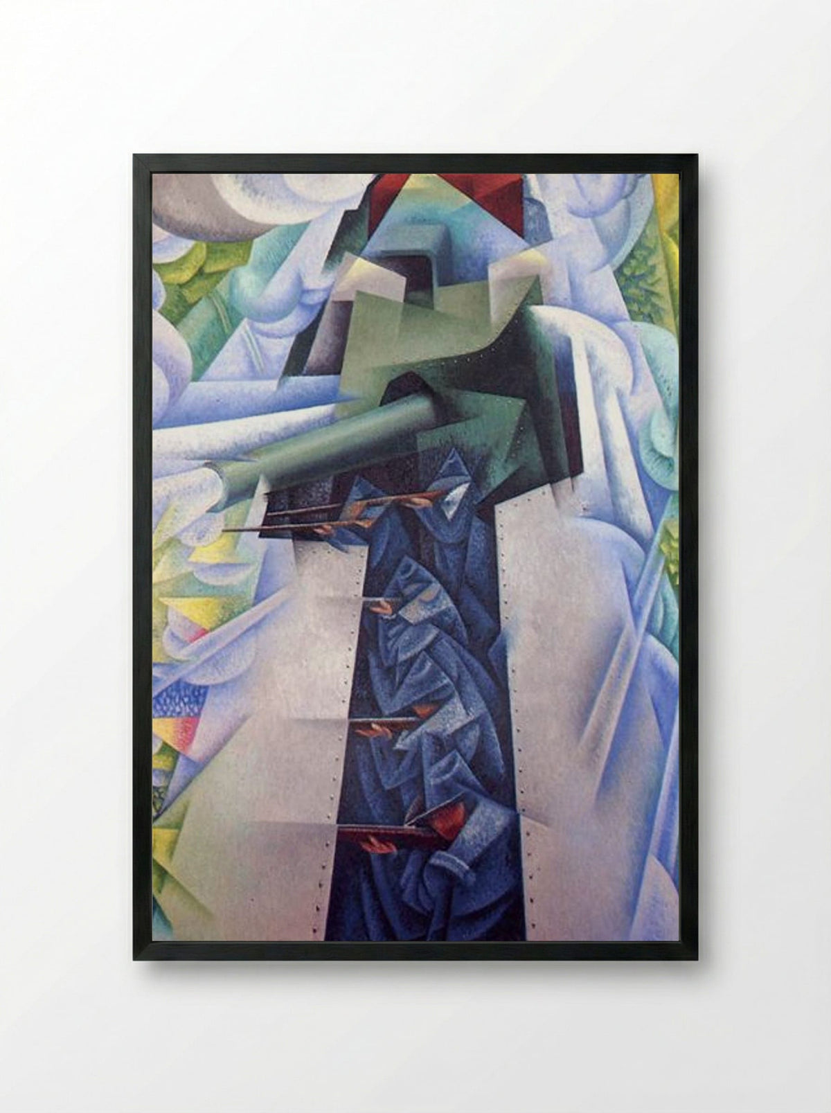 Armored Train in Action - Gino Severini - Framed Print Black