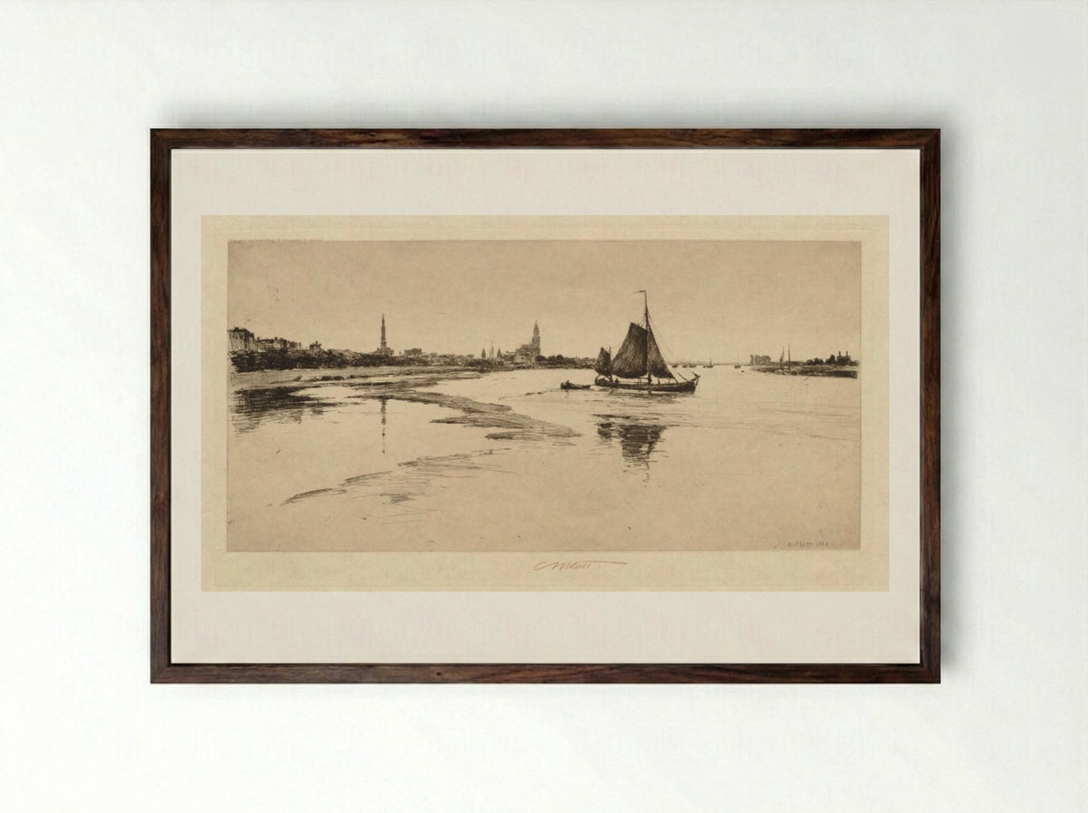Arnheim on the Rhine - Charles Adams Platt - Framed Print Dark Wood
