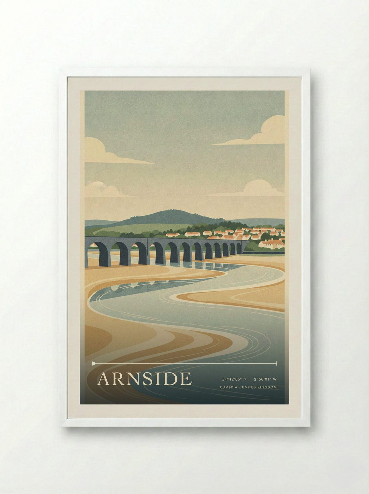 Arnside Cumbria United Kingdom Travel Poster - Framed Print White