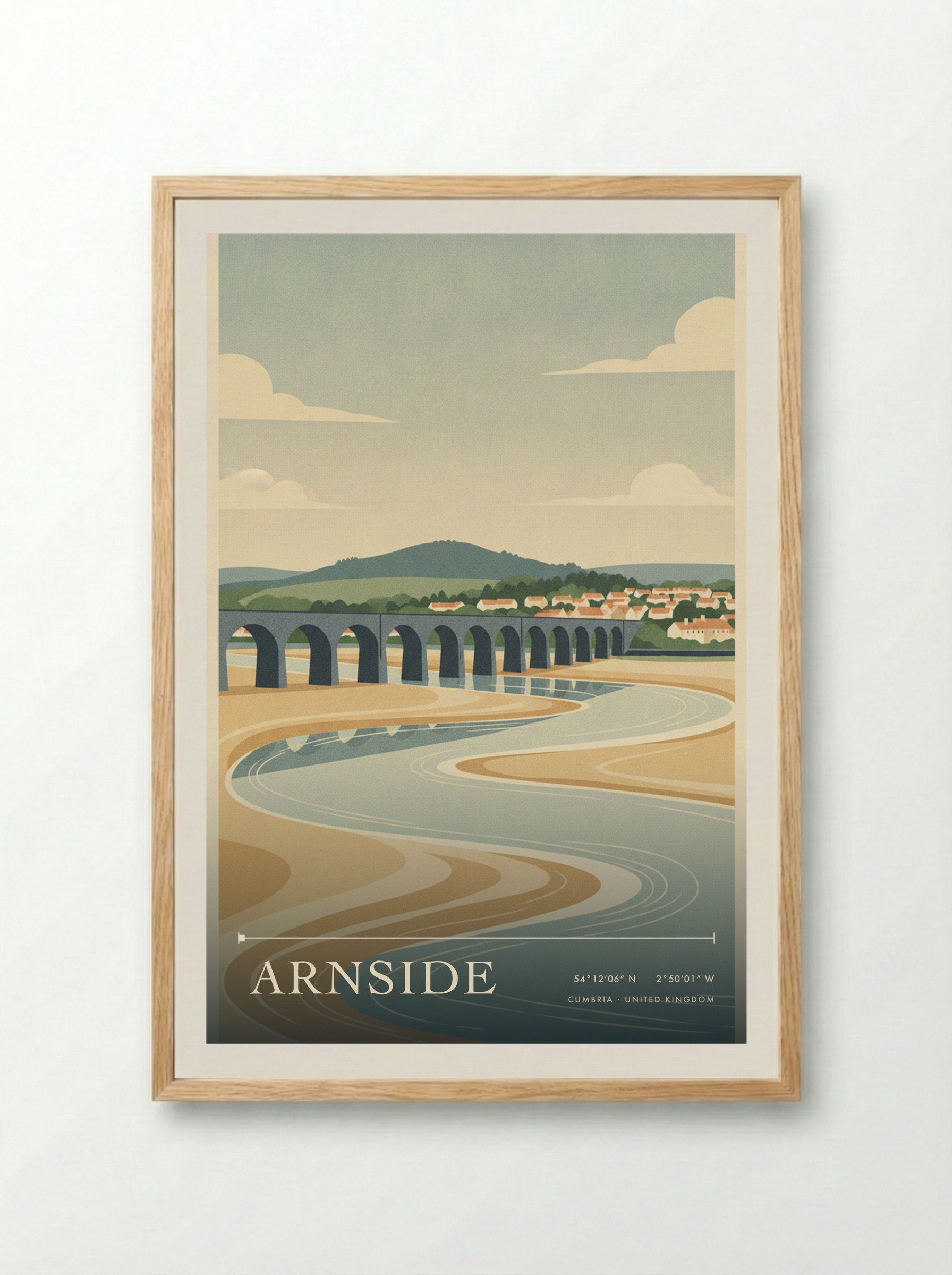 Arnside Cumbria United Kingdom Travel Poster - Framed Print Wood